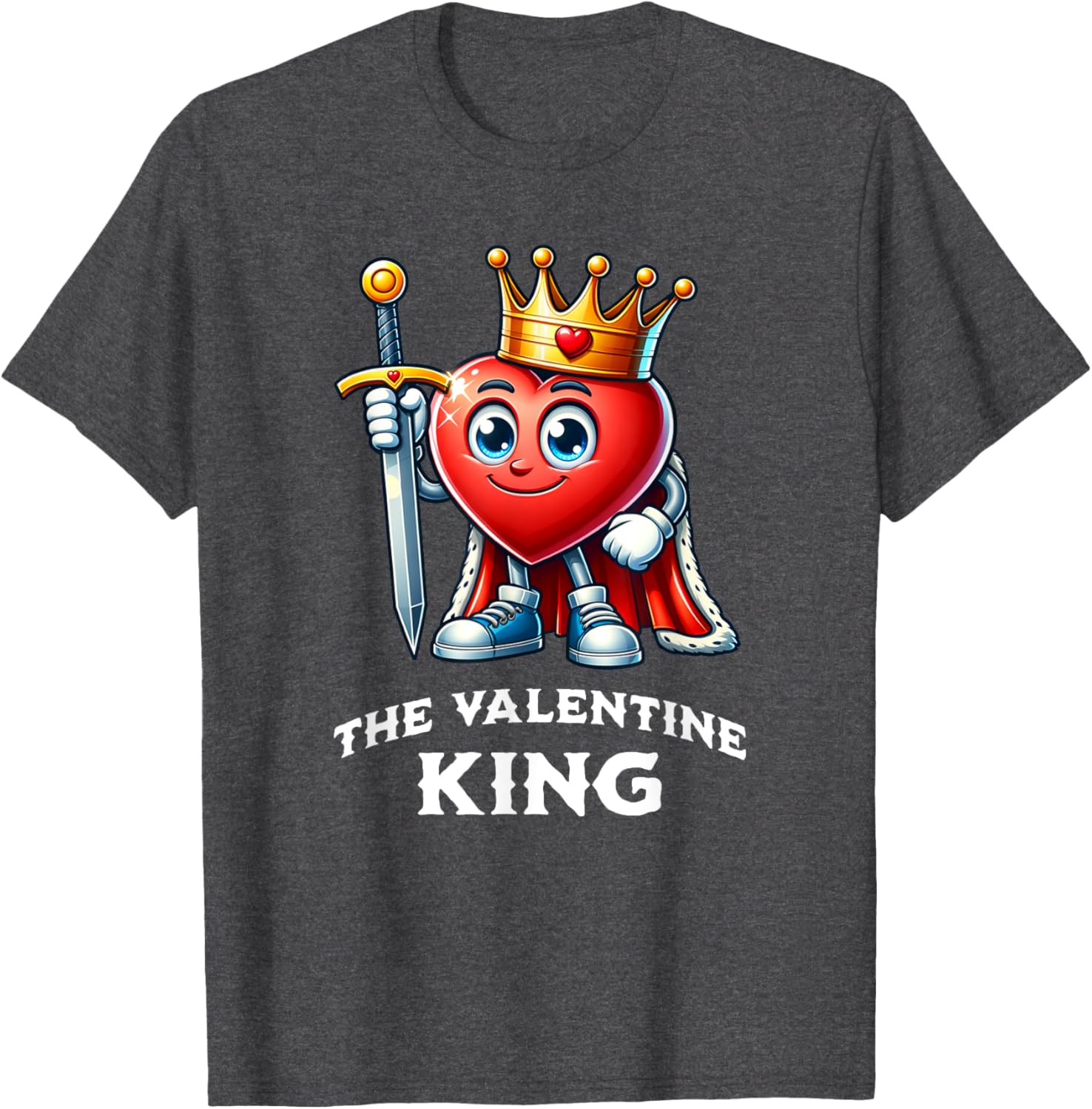 Funny Valentine's Day King Heart Graphic T-Shirt for Men and Boys - 5