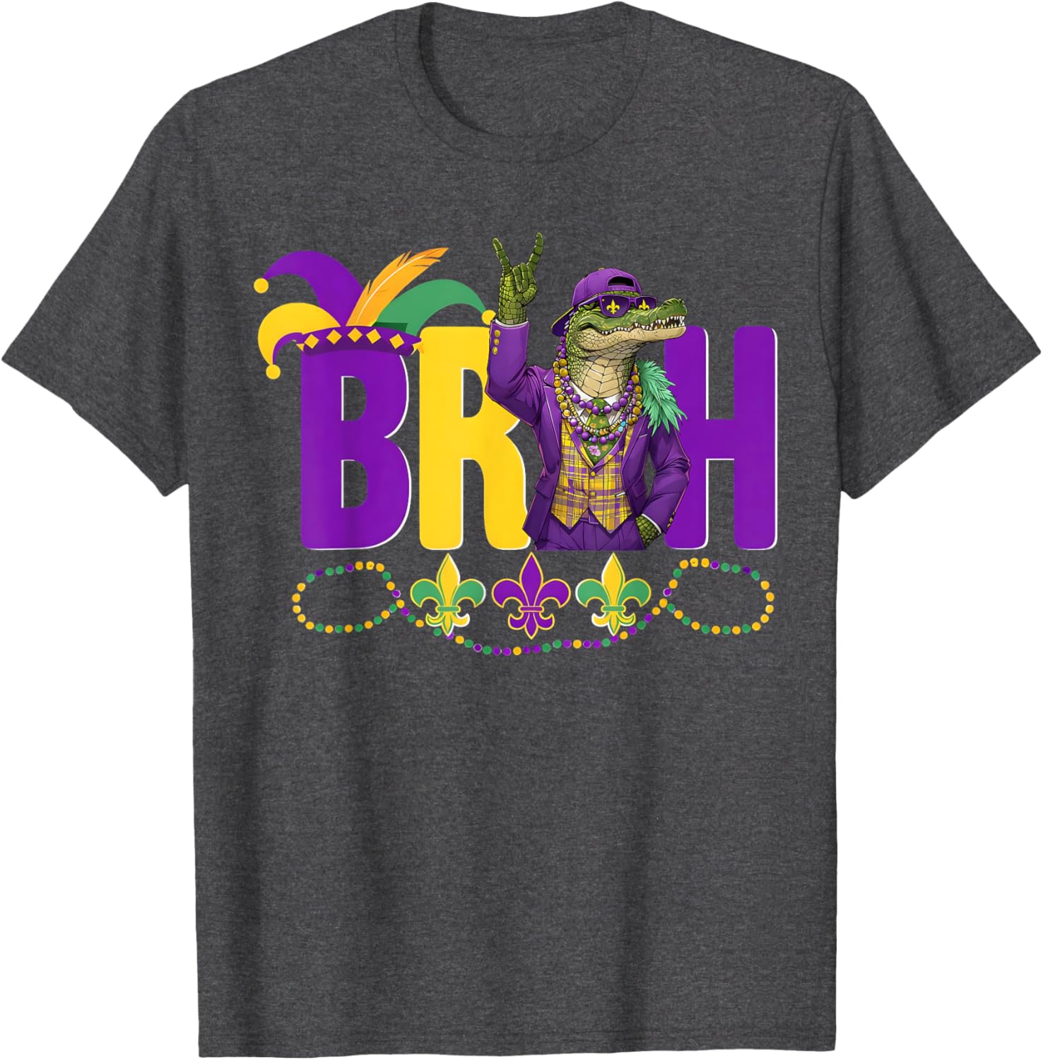 Bruh Mardi Gras Alligator Funny Meme T-Shirt for Boys and Teens - 2