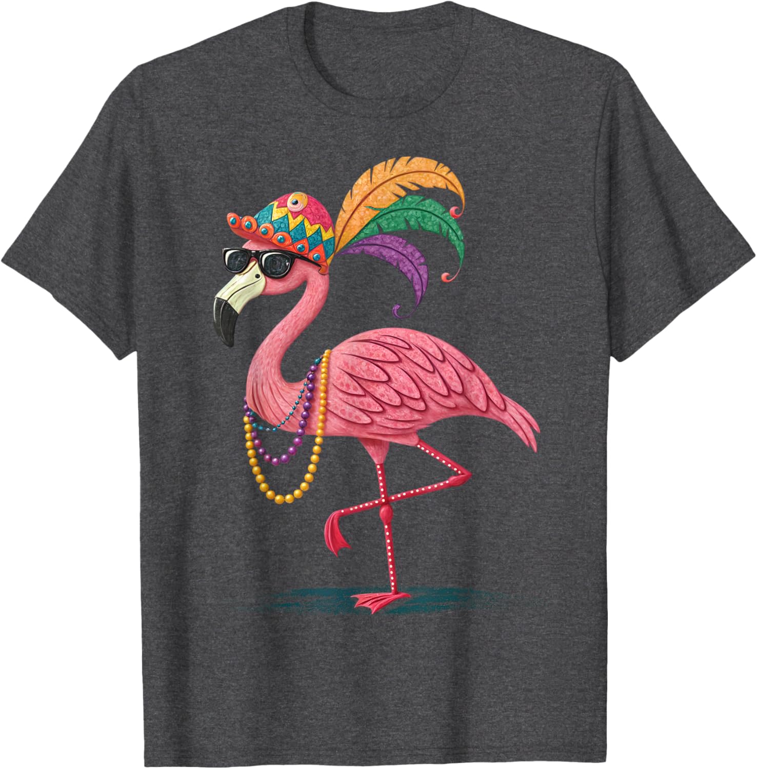 Funny Mardi Gras Flamingo Carnival Party T-Shirt for Fun Celebrations - 14