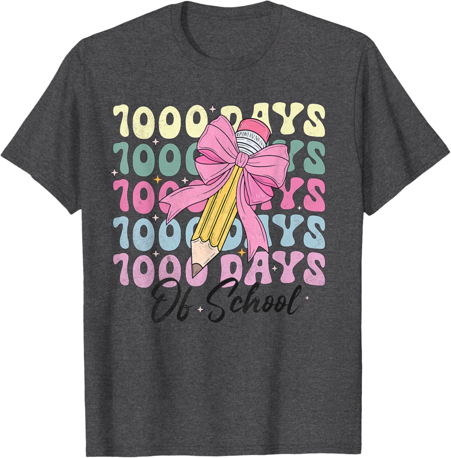 1000 Days of School Girls Coquette Bow T-Shirt for Celebration Fun - 6