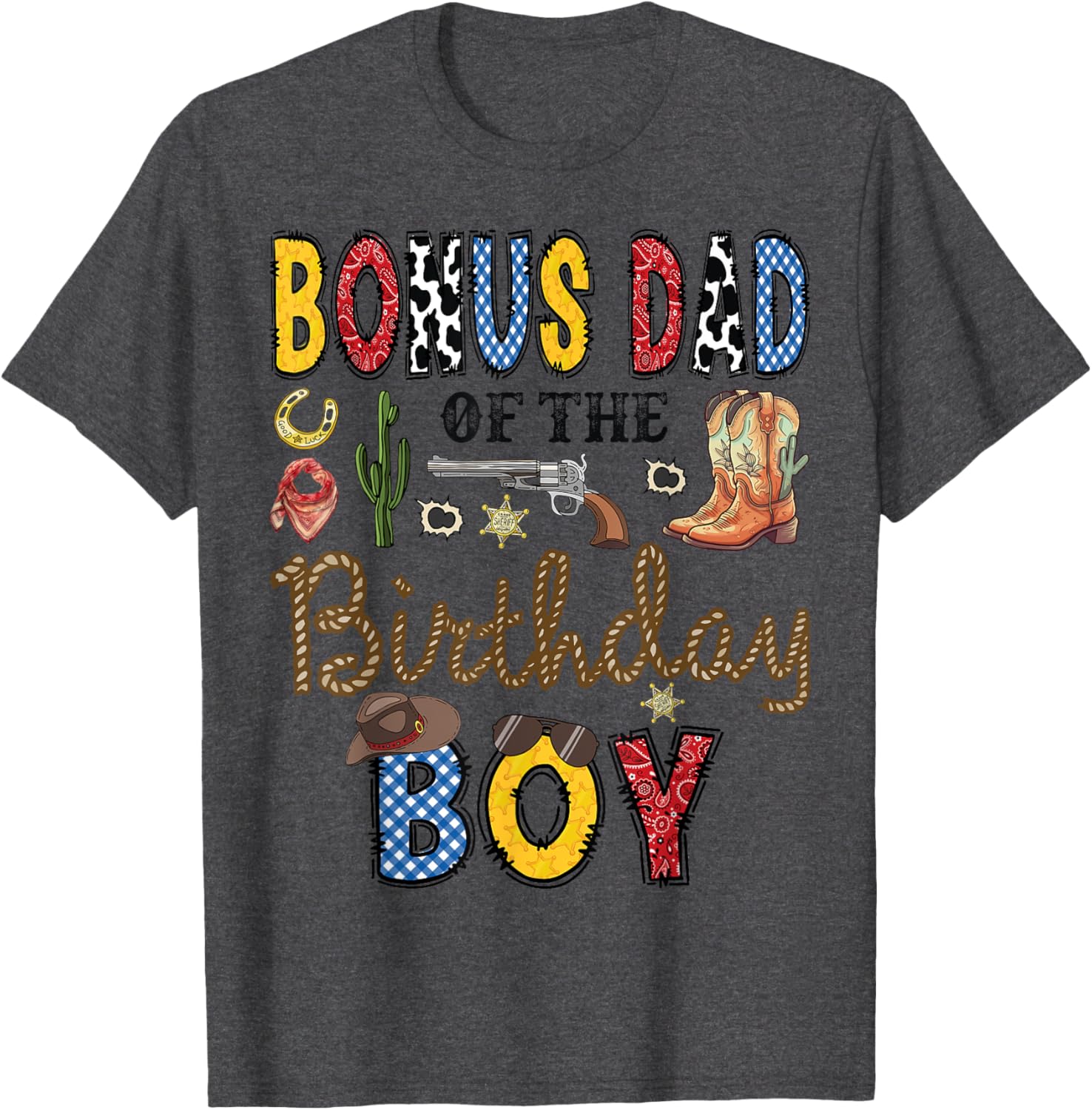 Bonus Dad Birthday Boy Cowboy Rodeo T-Shirt for Proud Stepdads - 3