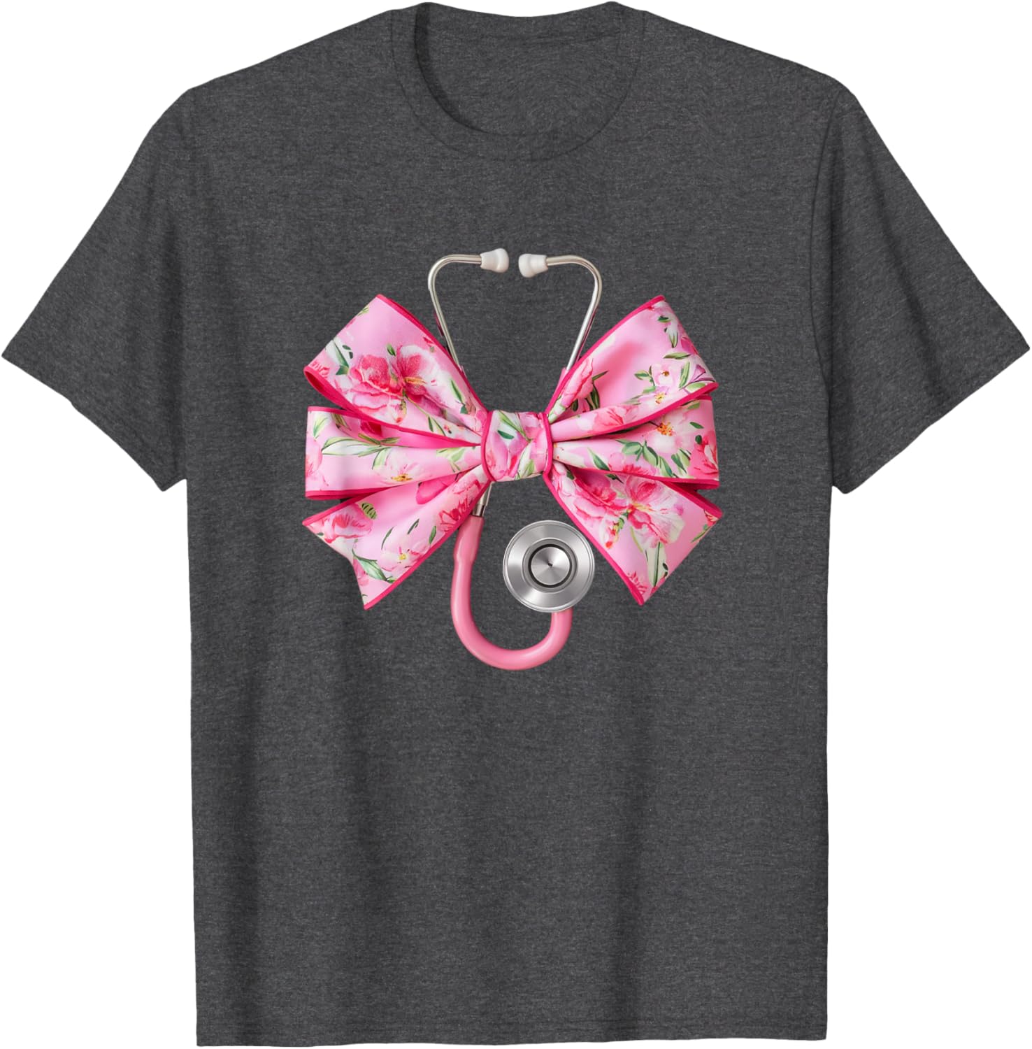 Pink Coquette Nurse Stethoscope Bow T-Shirt for Nurse Appreciation Gift - 6