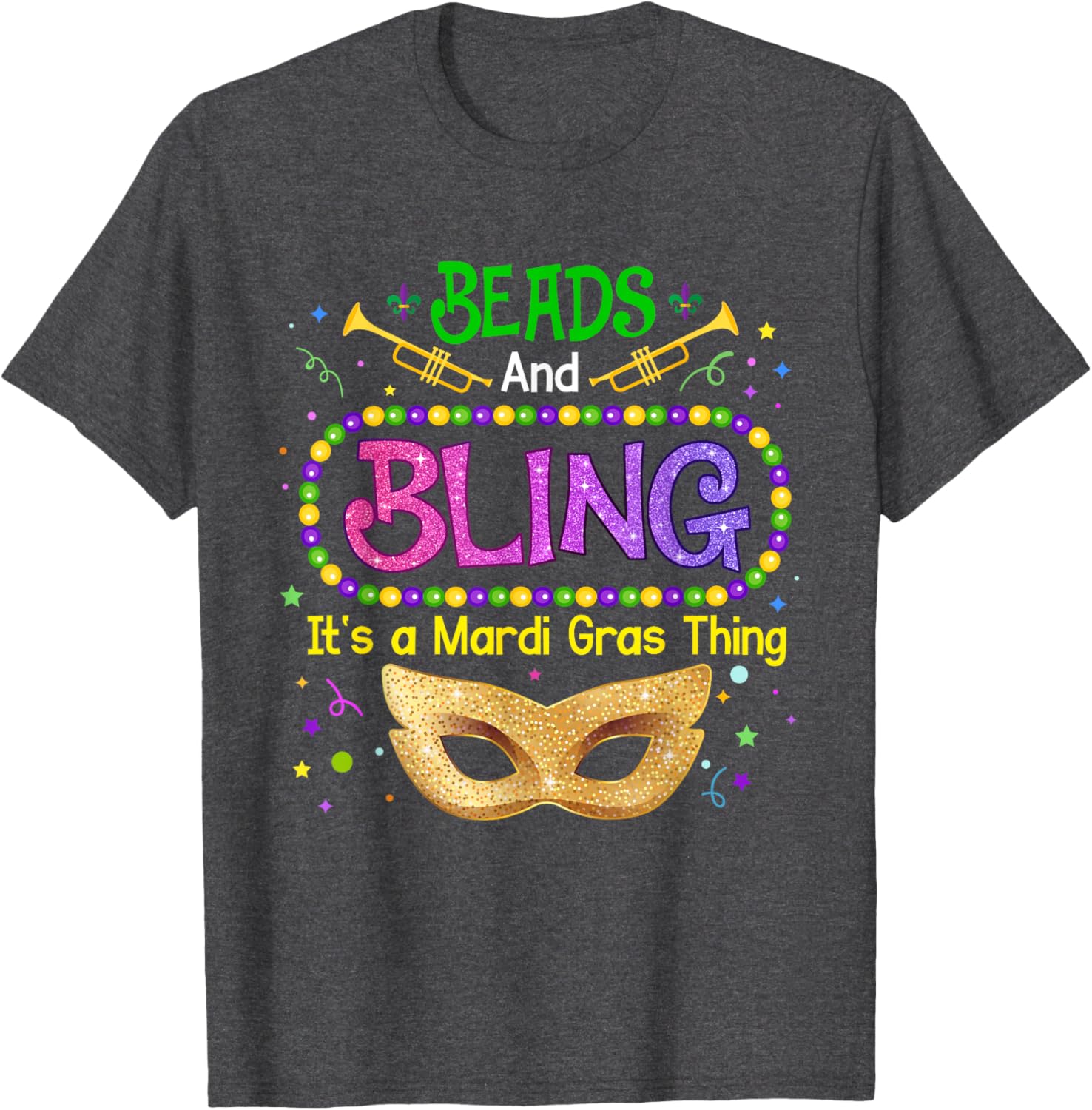 Mardi Gras Beads & Bling Carnival Party T-Shirt for Festive Fun - 11