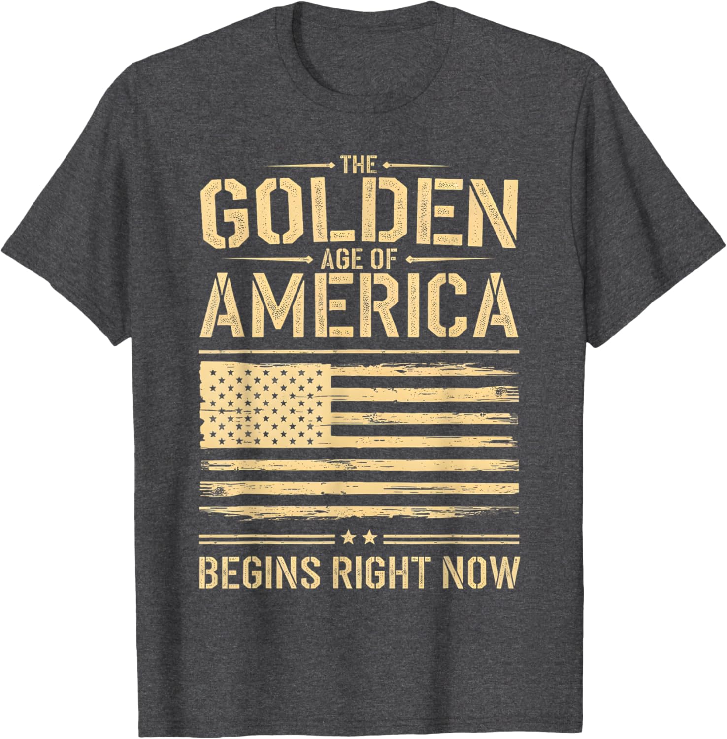 Golden Age of America Distressed T-Shirt with USA Flag Design - 27