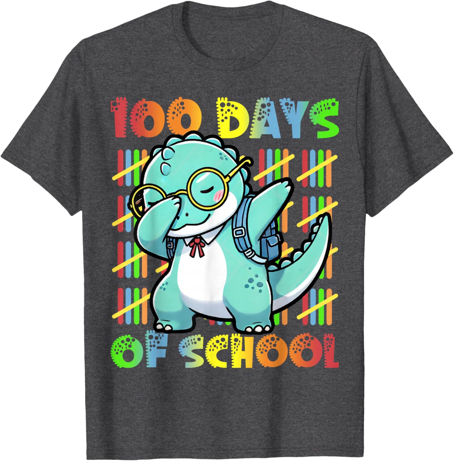 Dabbing Dinosaur 100 Days of School Kids T-Shirt for Fun Celebrations - 16