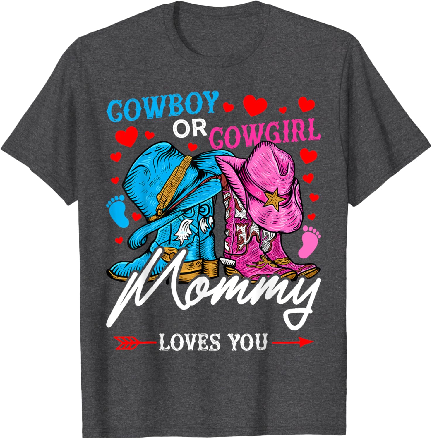 Adorable Gender Reveal T-Shirt for Mom - Cowboy or Cowgirl Style - 8