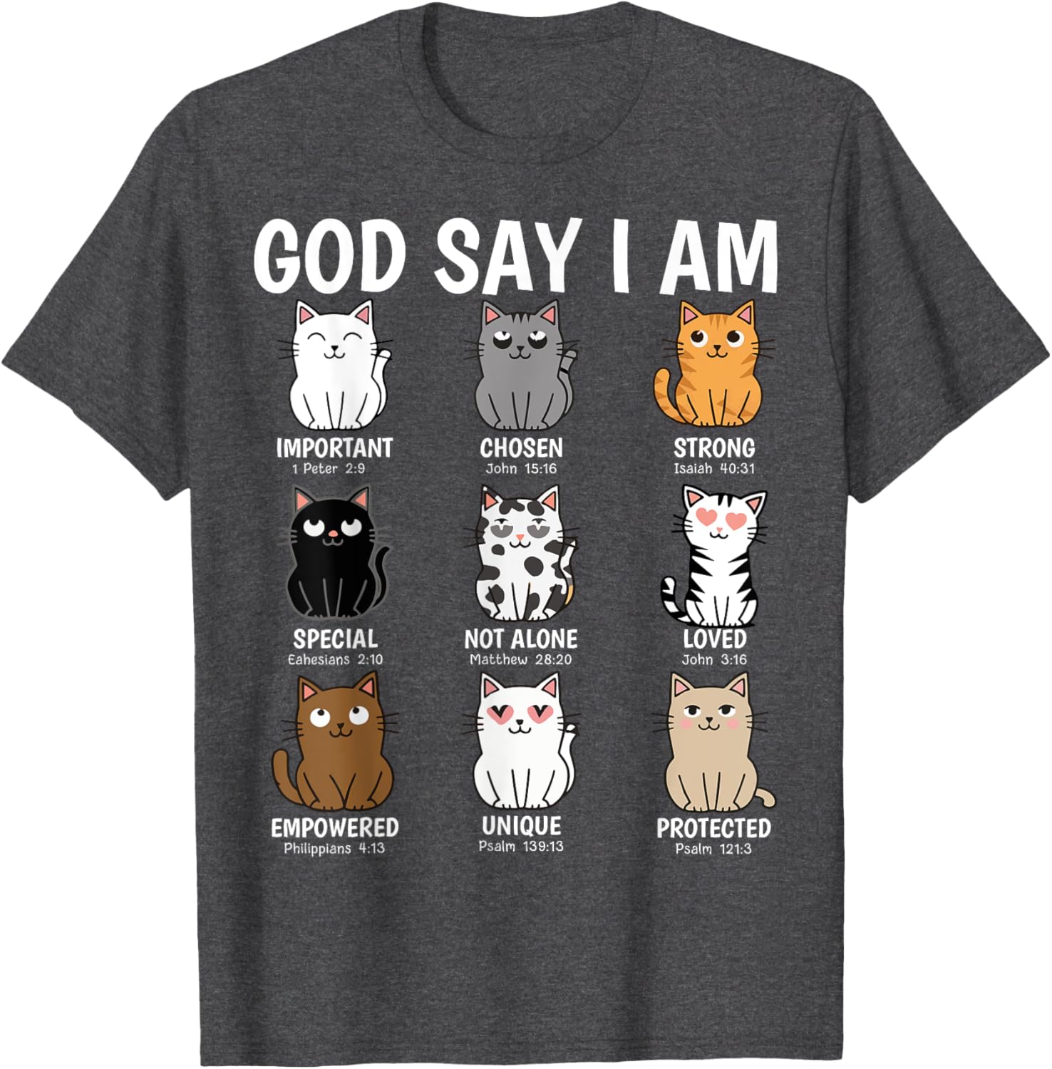 Funny Cats Bible Verse T-Shirt for Men Women Kids - Christian Cat Love - 18