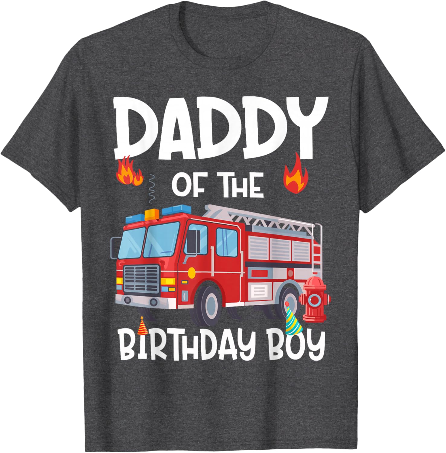 Daddy of the Birthday Boy Fire Truck T-Shirt for Proud Firefighter Dads - 12