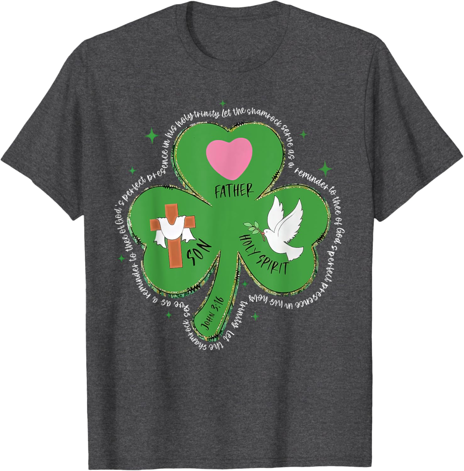 Shamrock Holy Trinity T-Shirt Father Son Holy Spirit Patrick Style - 8
