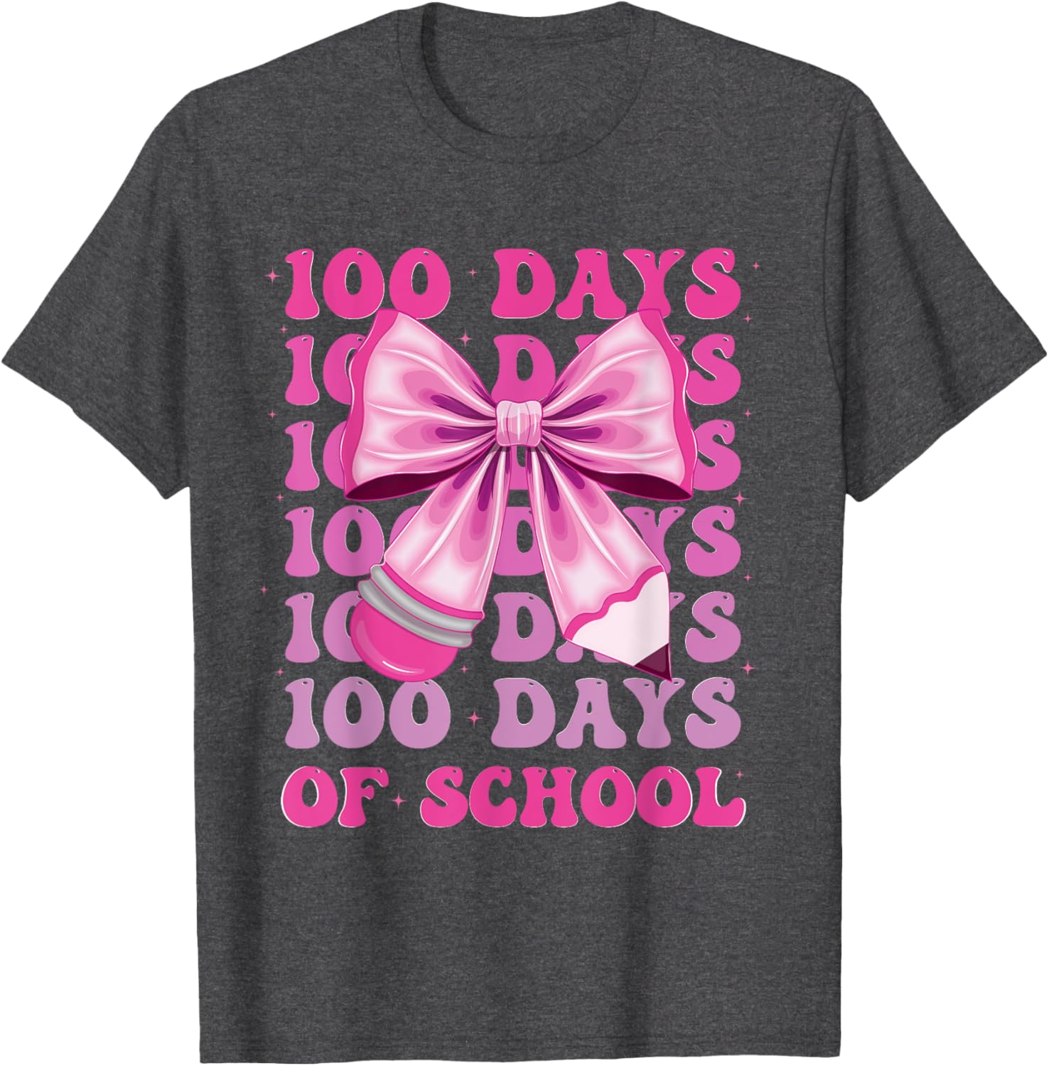 100 Days of School Girls Coquette Bow T-Shirt for Celebrating 100th Day - 2