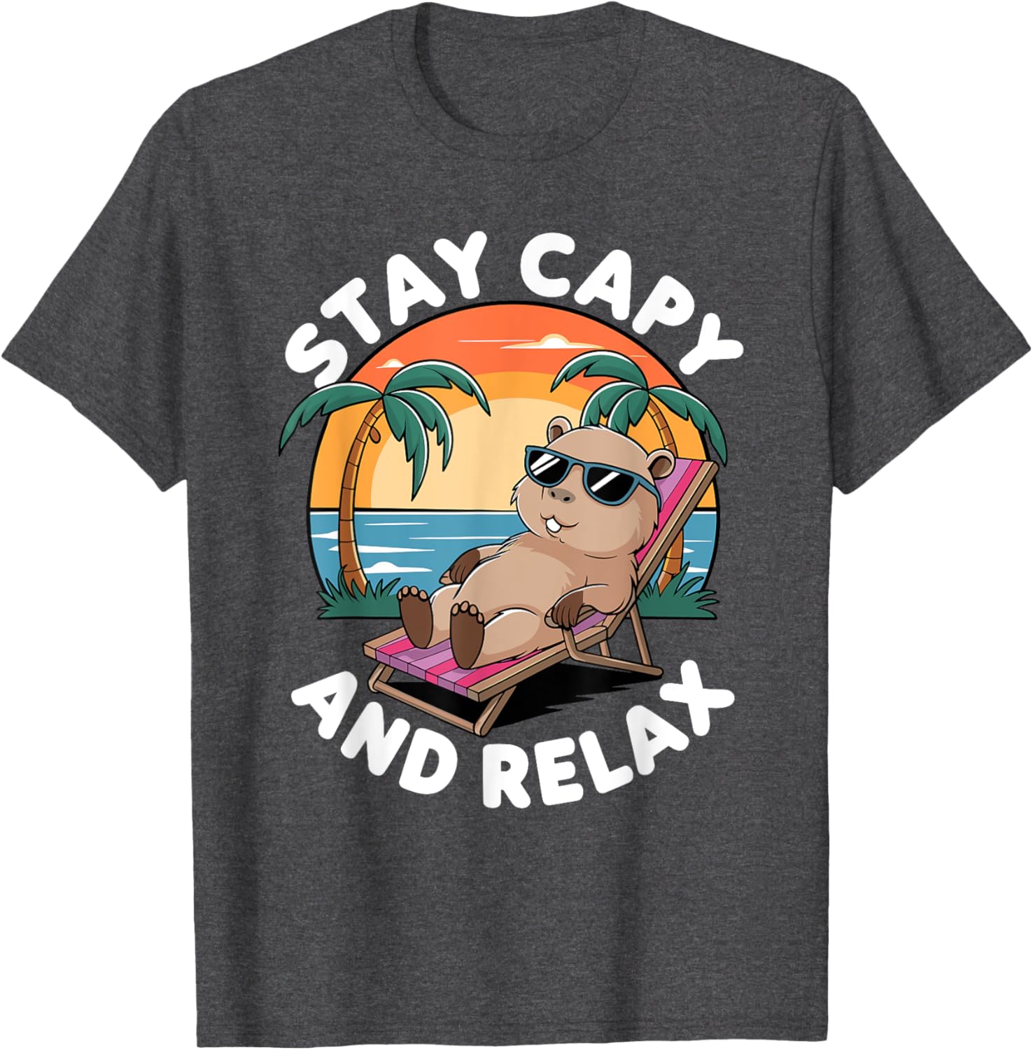 VYLOXA Unisex Cartoon Capybara T-Shirt for Adults and Kids in Black - 9