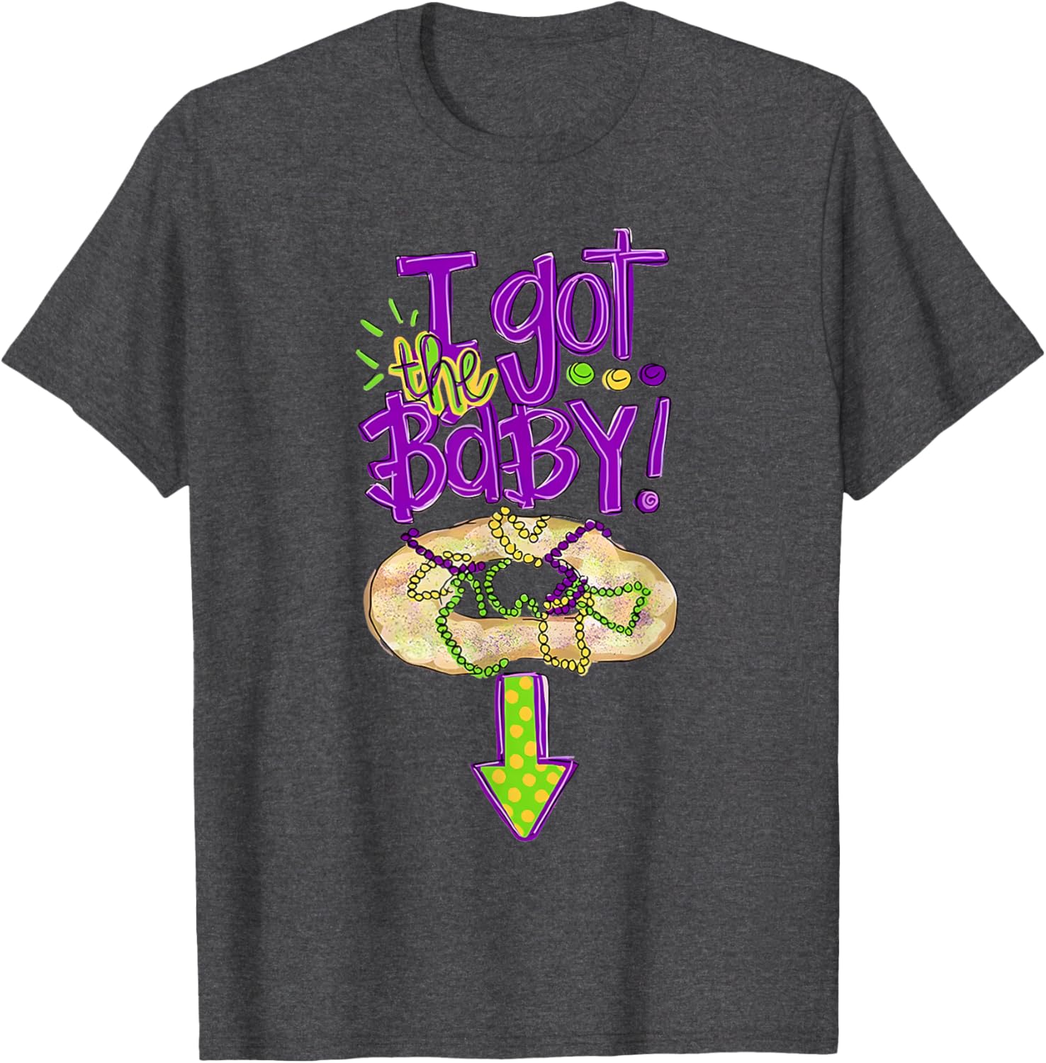 Baby Mardi Gras King Cake Reveal T-Shirt for New Orleans Celebrations - 14
