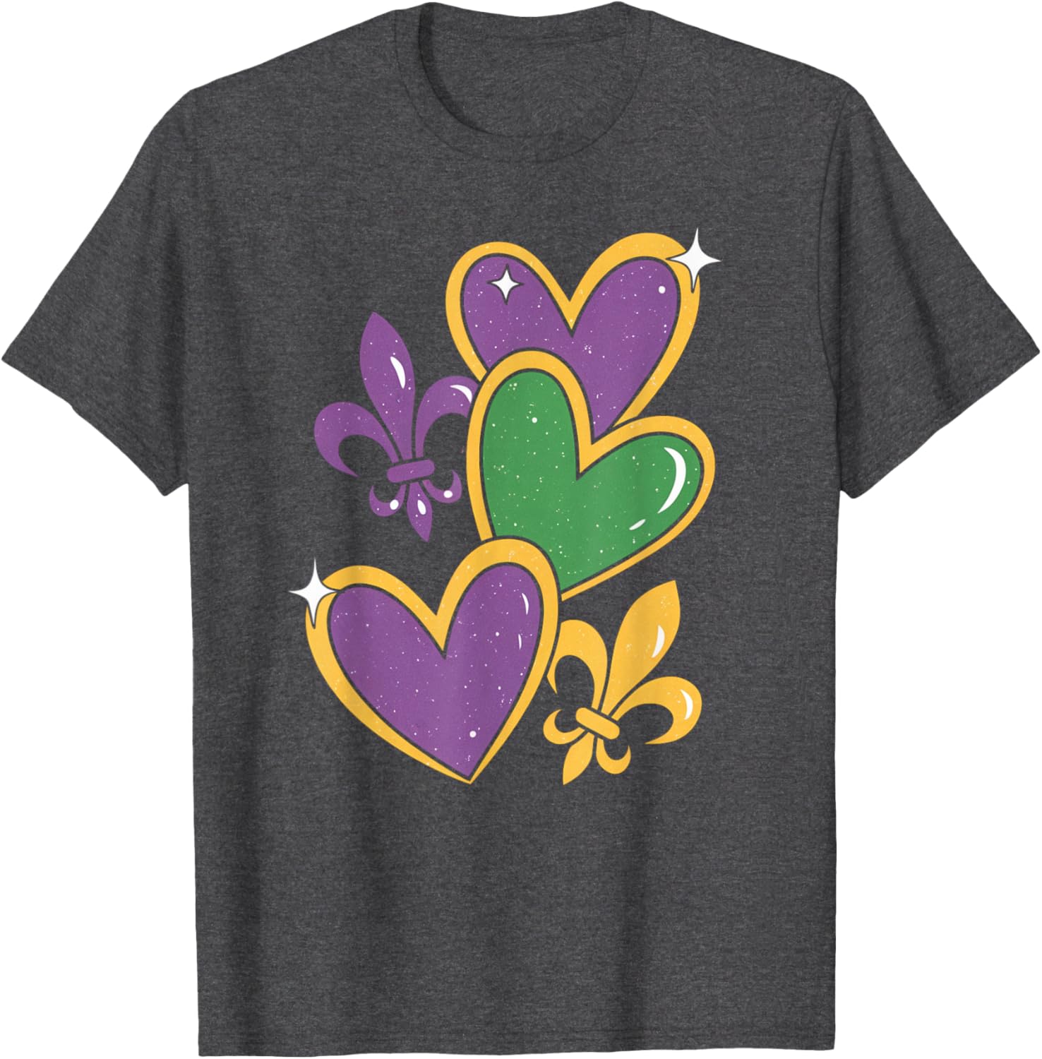 Mardi Gras Hearts T-Shirt for Women Girls Kids and Toddlers - 12