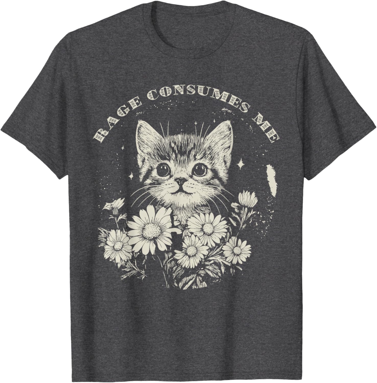Cute Cat Rage T-Shirt Funny Sarcastic Kitten with Flower Design - 24