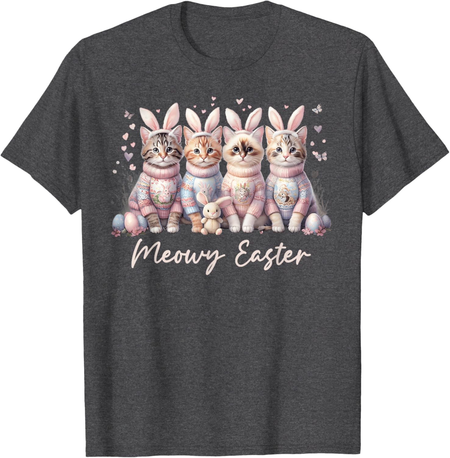 Happy Easter Bunny Cats T-Shirt for Women and Kids – Cute Spring Apparel - 3