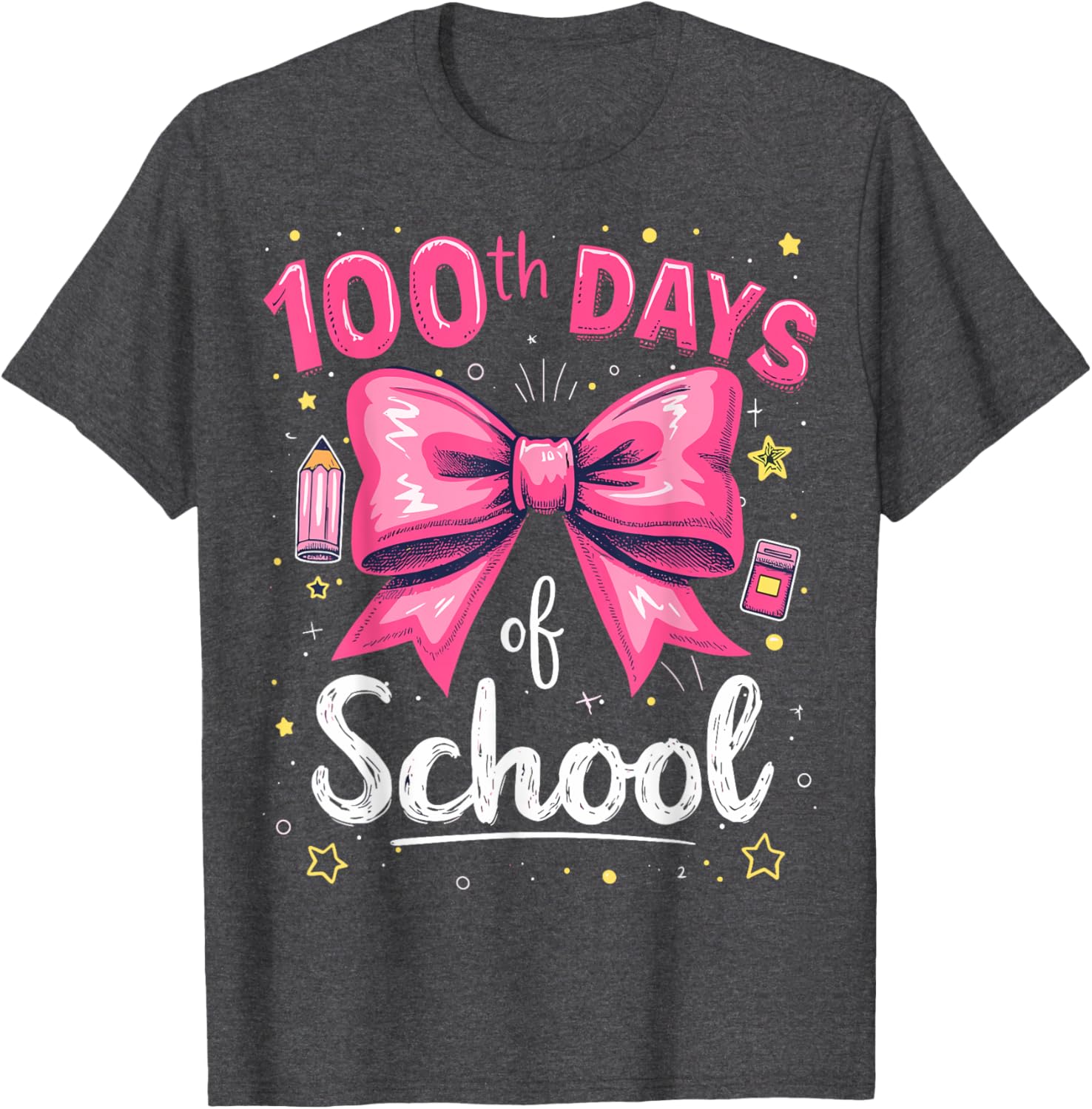 100 Days of School Teacher Coquette Bow T-Shirt for 100th Day Celebration - 16