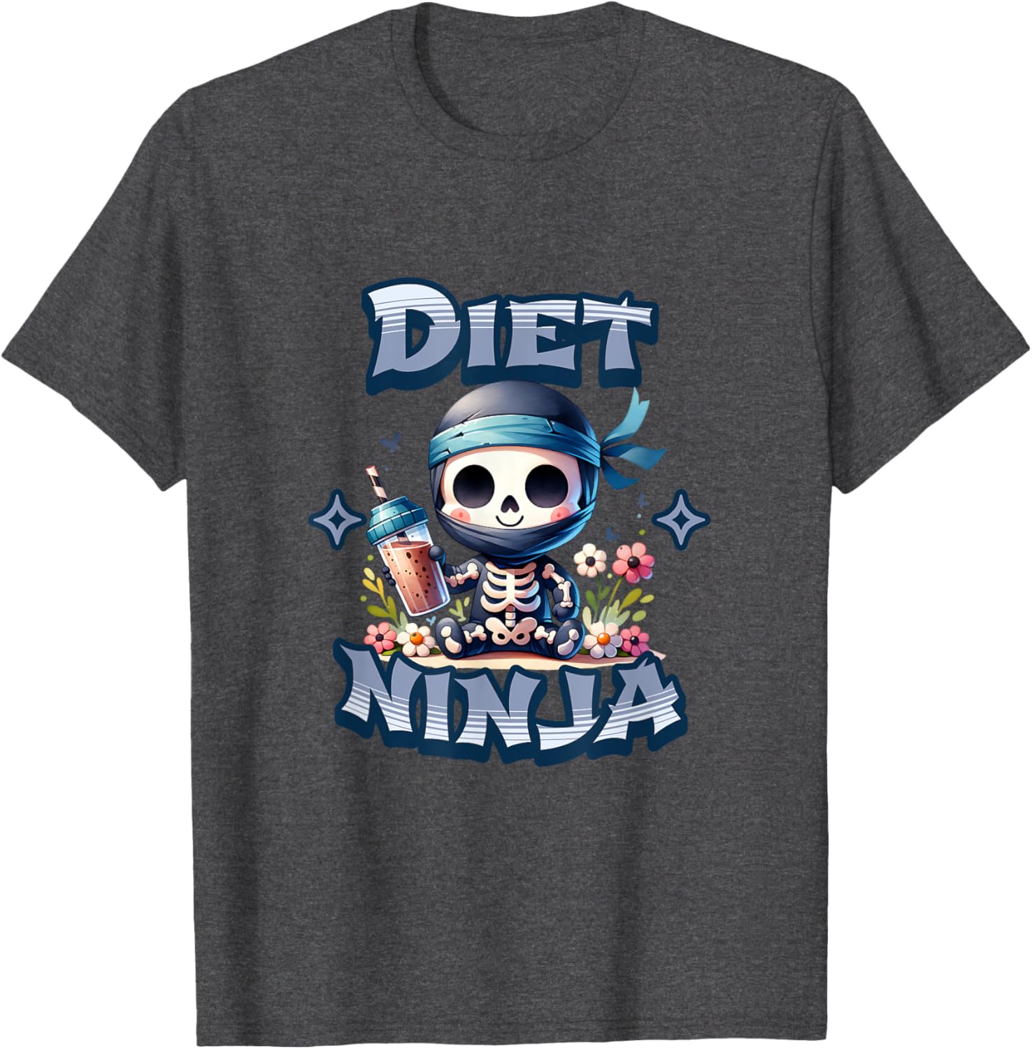 Cute Diet Ninja Protein Shake Skeleton Ninja T-Shirt for Fun Fitness Style - 14