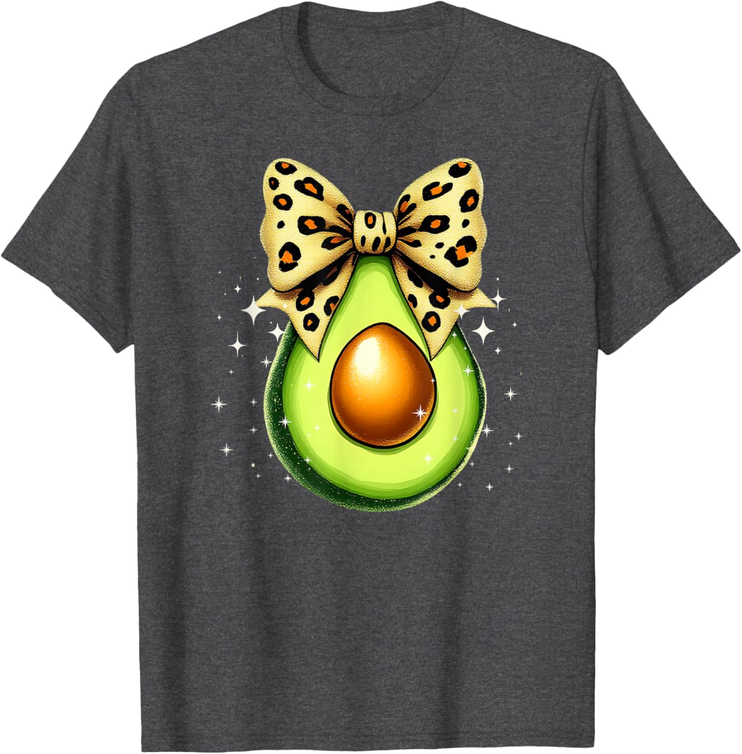Cute Avocado Leopard Ribbon Bow T-Shirt for Women and Girls - 6