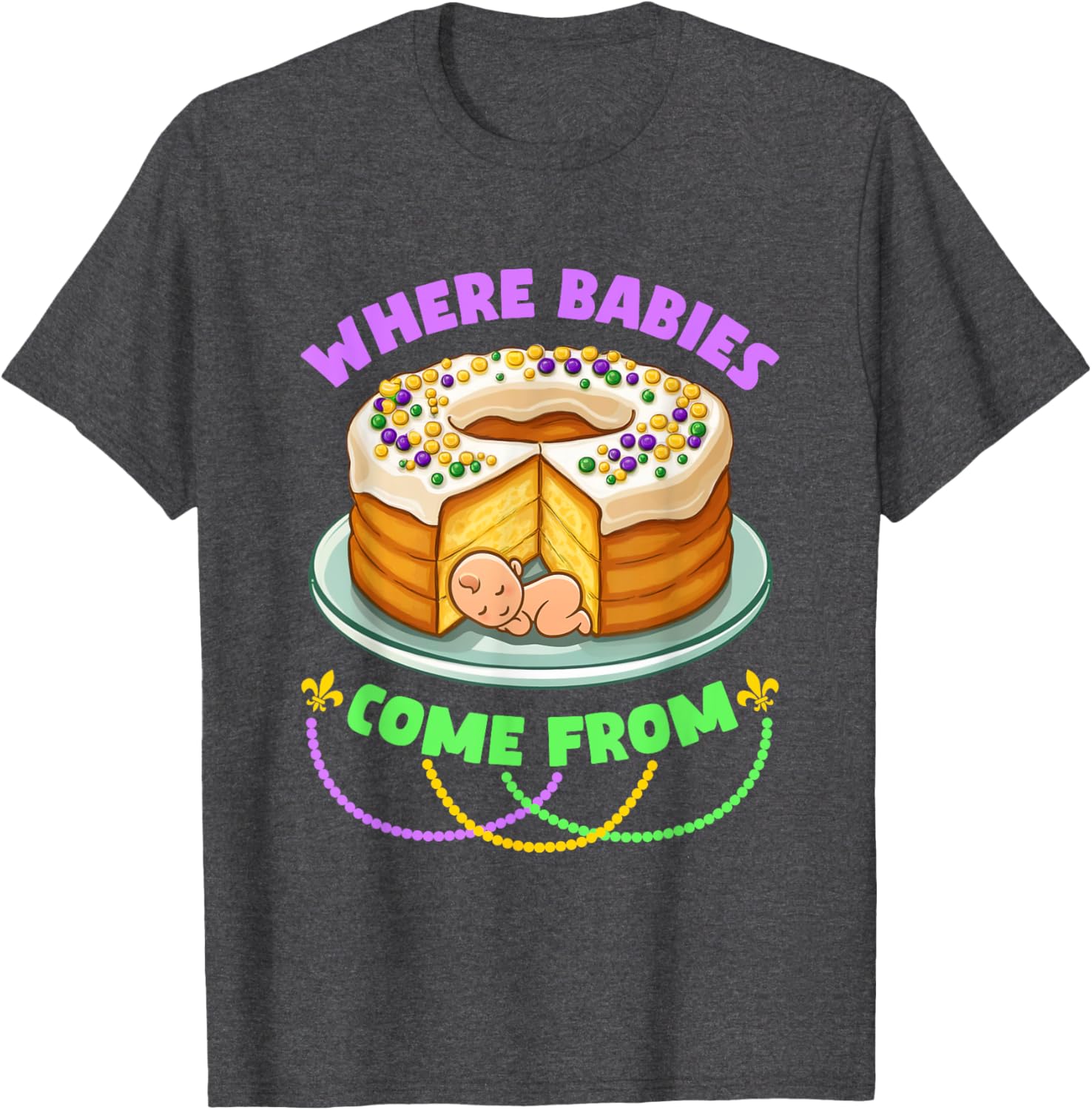 Mardi Gras King Cake T-Shirt Perfect for Celebrating with Style - 4