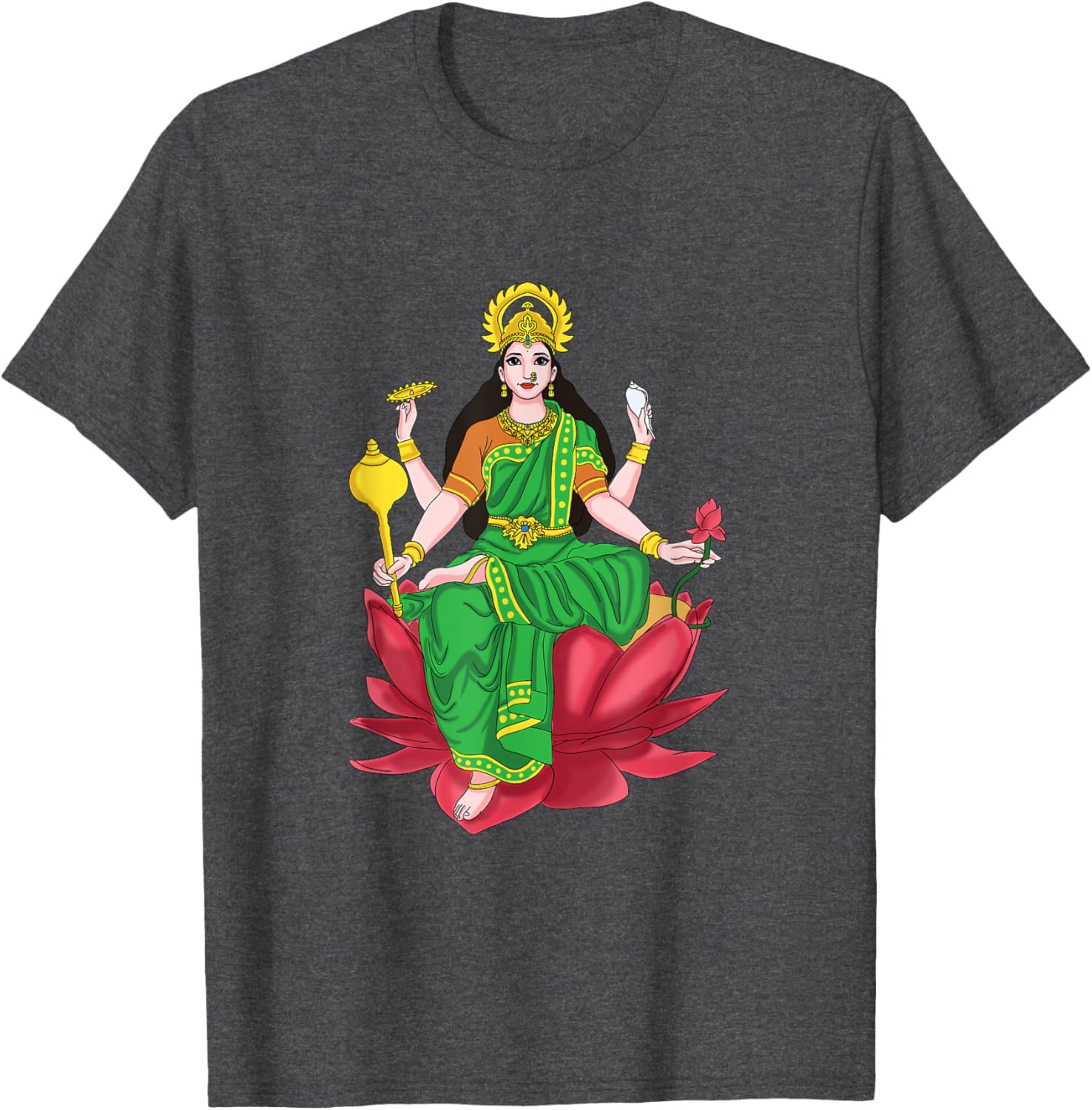 Laxmi Mata Diwali T-Shirt with Lotus Illustration for Pooja Celebrations - 10