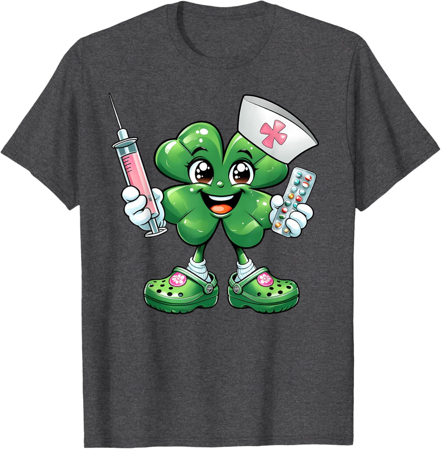 Saint Pattys Scrub T-Shirt for Nurses with Shamrock Design - Women's Apparel - 1