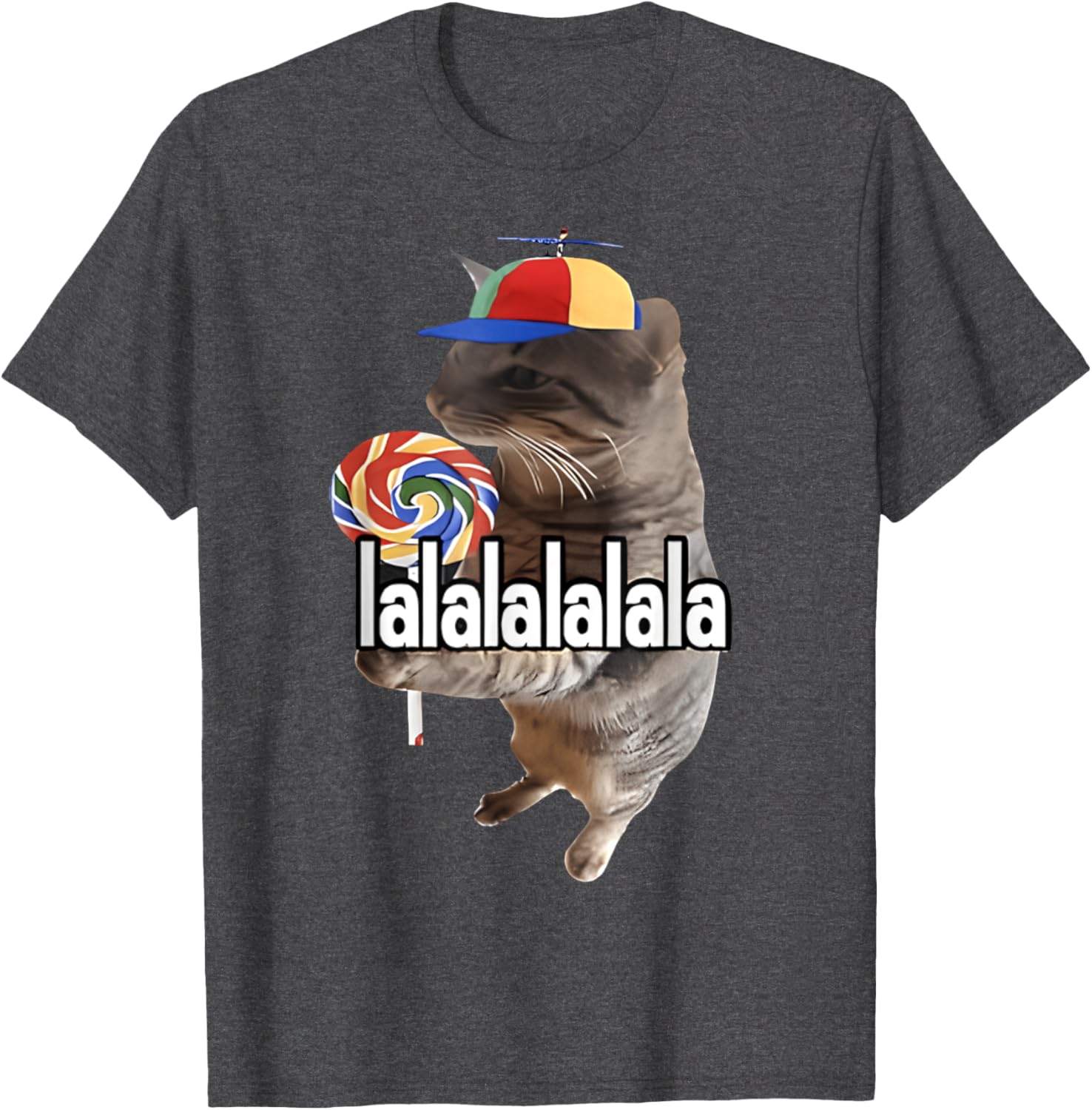 Silly Cat with Lollipop Funny Meme T-Shirt for Men, Women, Kids - 1