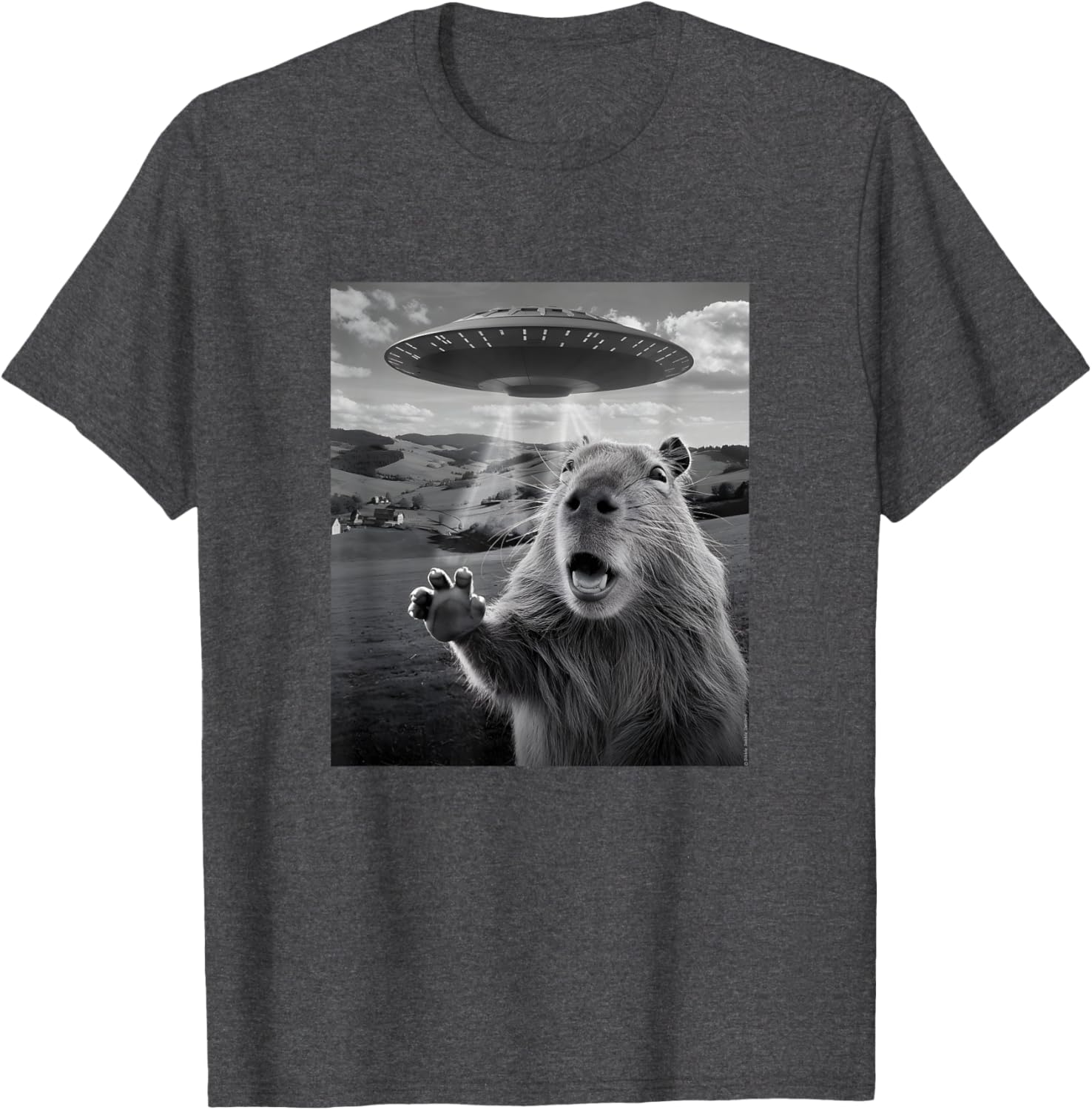 Funny UFO T-Shirt with Scared Capybara Design for Unique Style - 5
