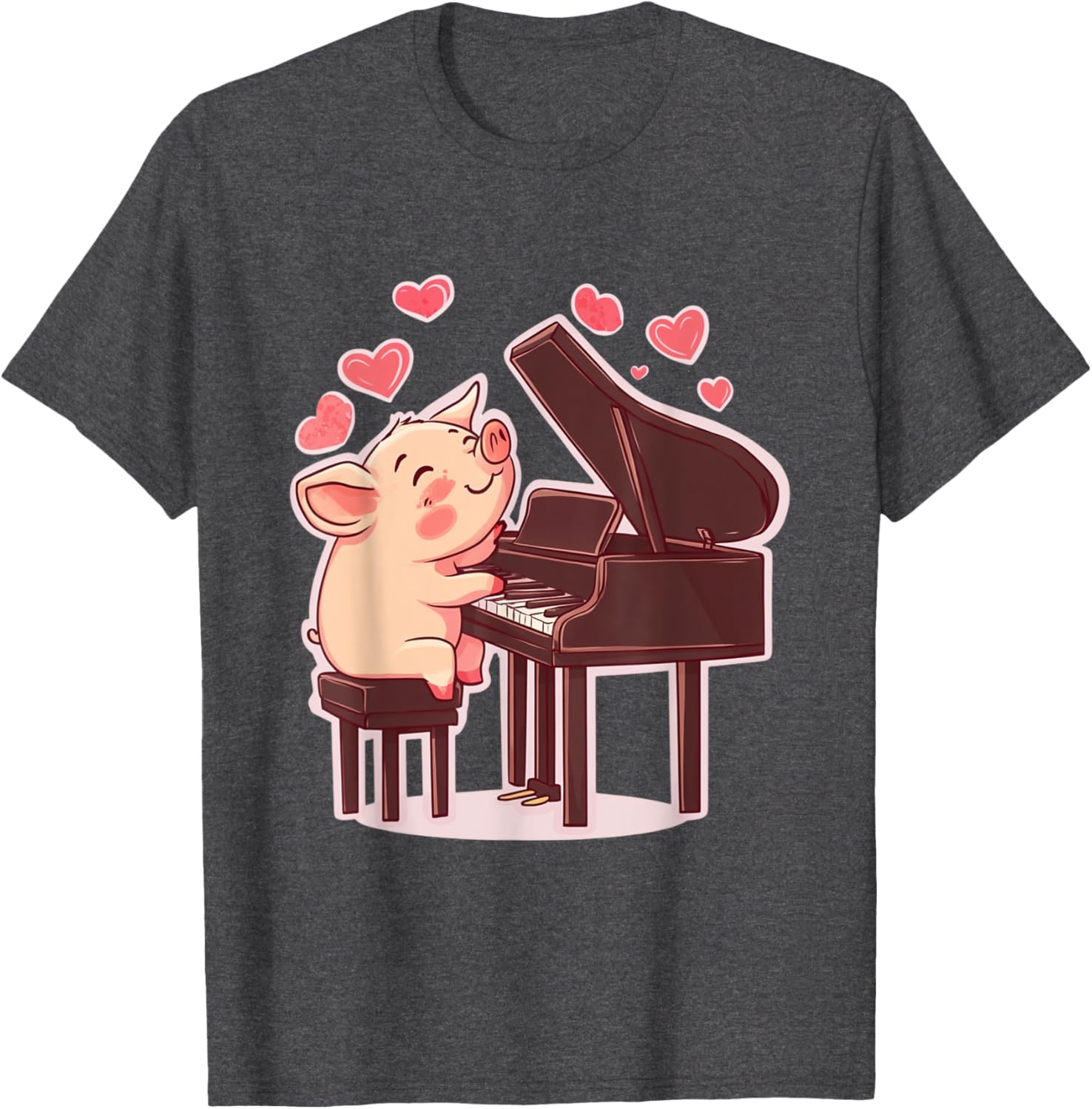 Funny Pig Playing Piano Valentine's Day T-Shirt for Animal Lovers - 8