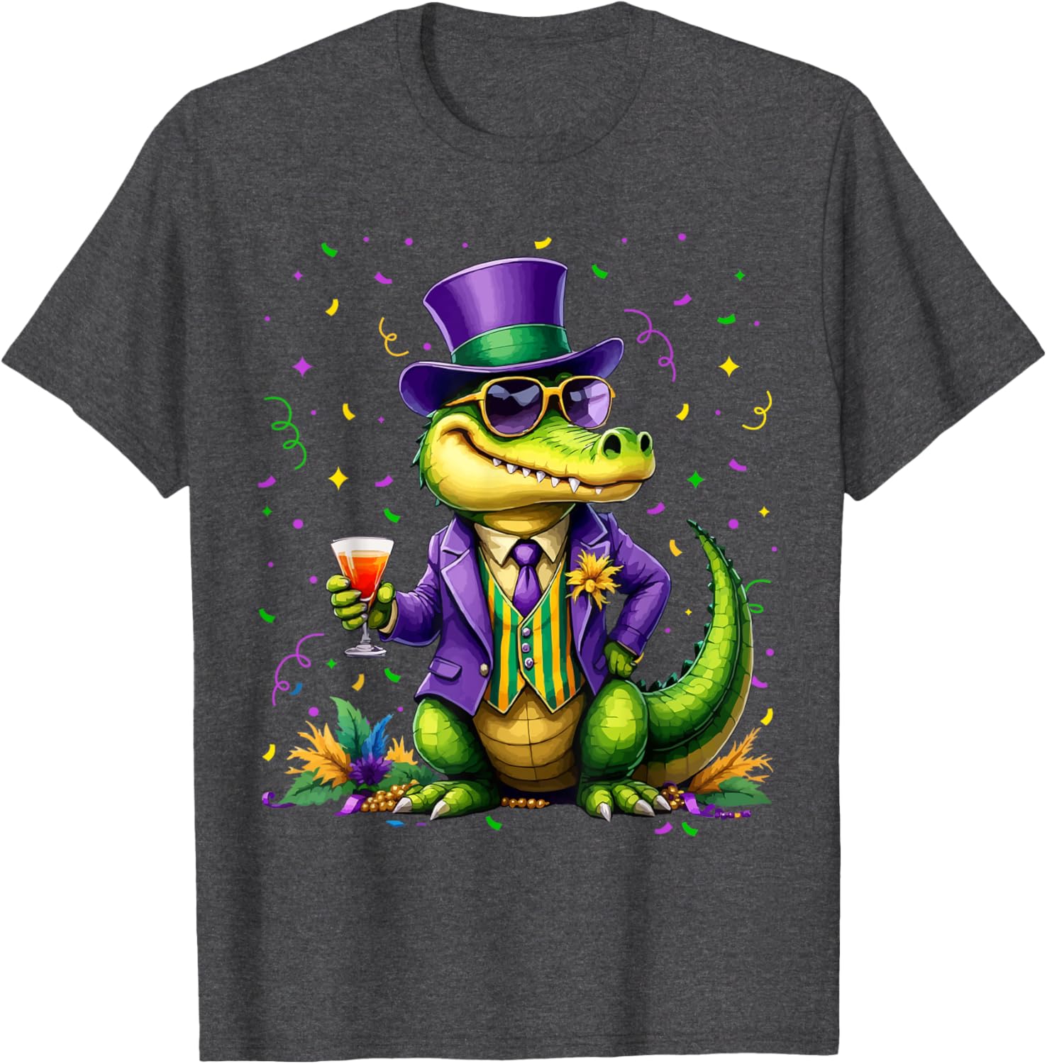 Mardigator Alligator Costume T-Shirt for Mardi Gras Fun Unisex Apparel - 15