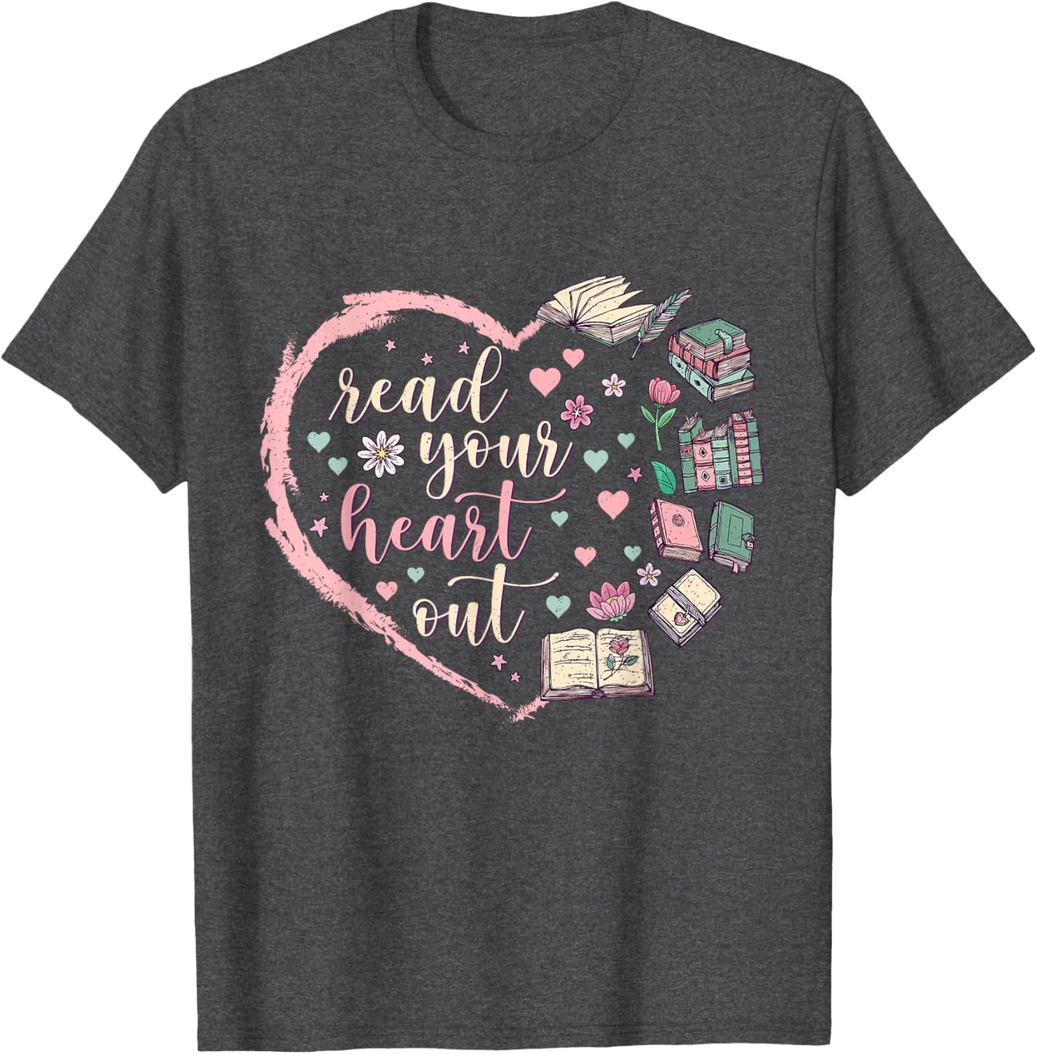 Valentine's Teacher T-Shirt for Book Lovers - Read Your Heart Out Design - 19