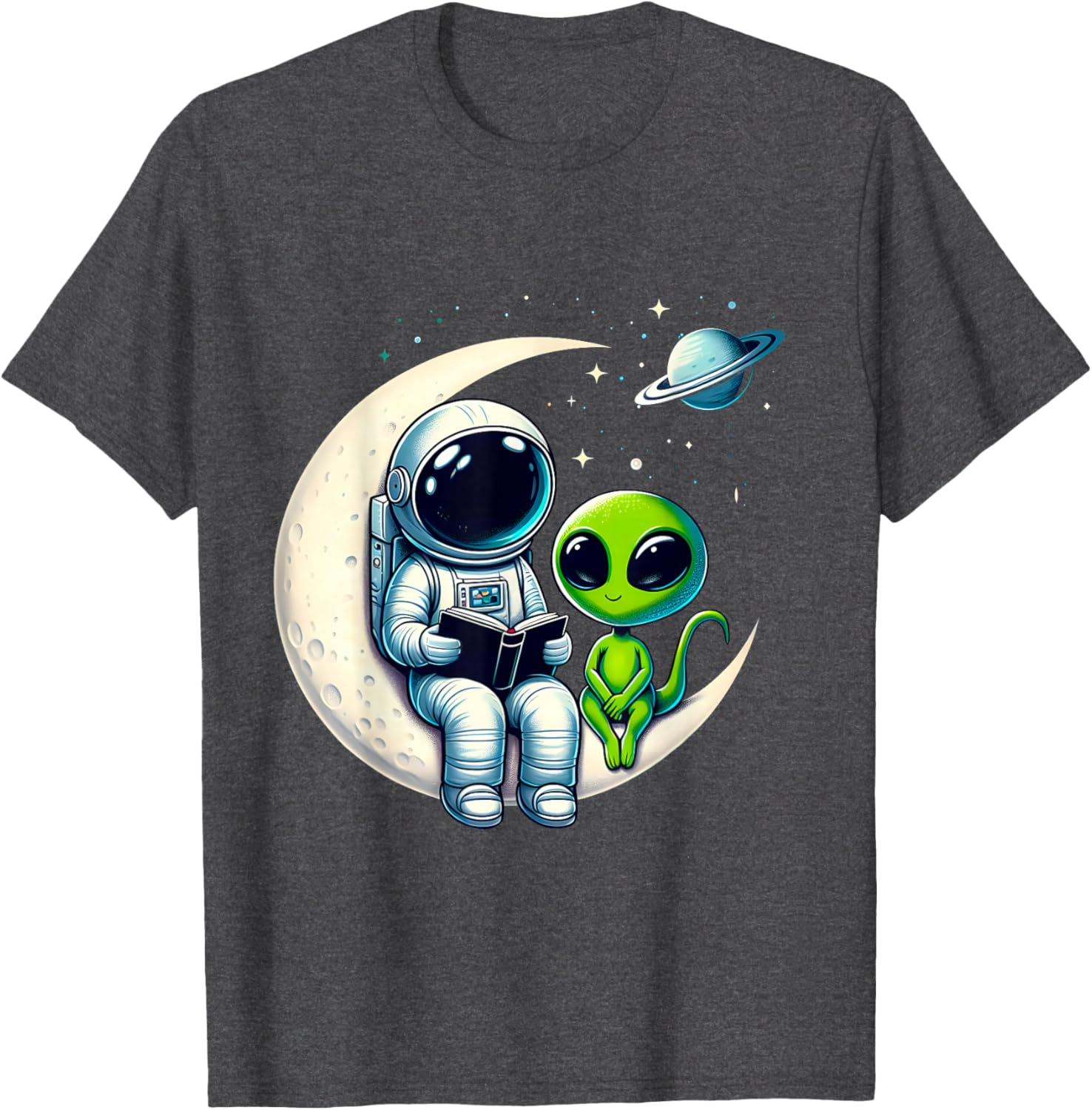 Astronaut Reading to Alien Kids T-Shirt for Space Lovers and Dreamers - 22