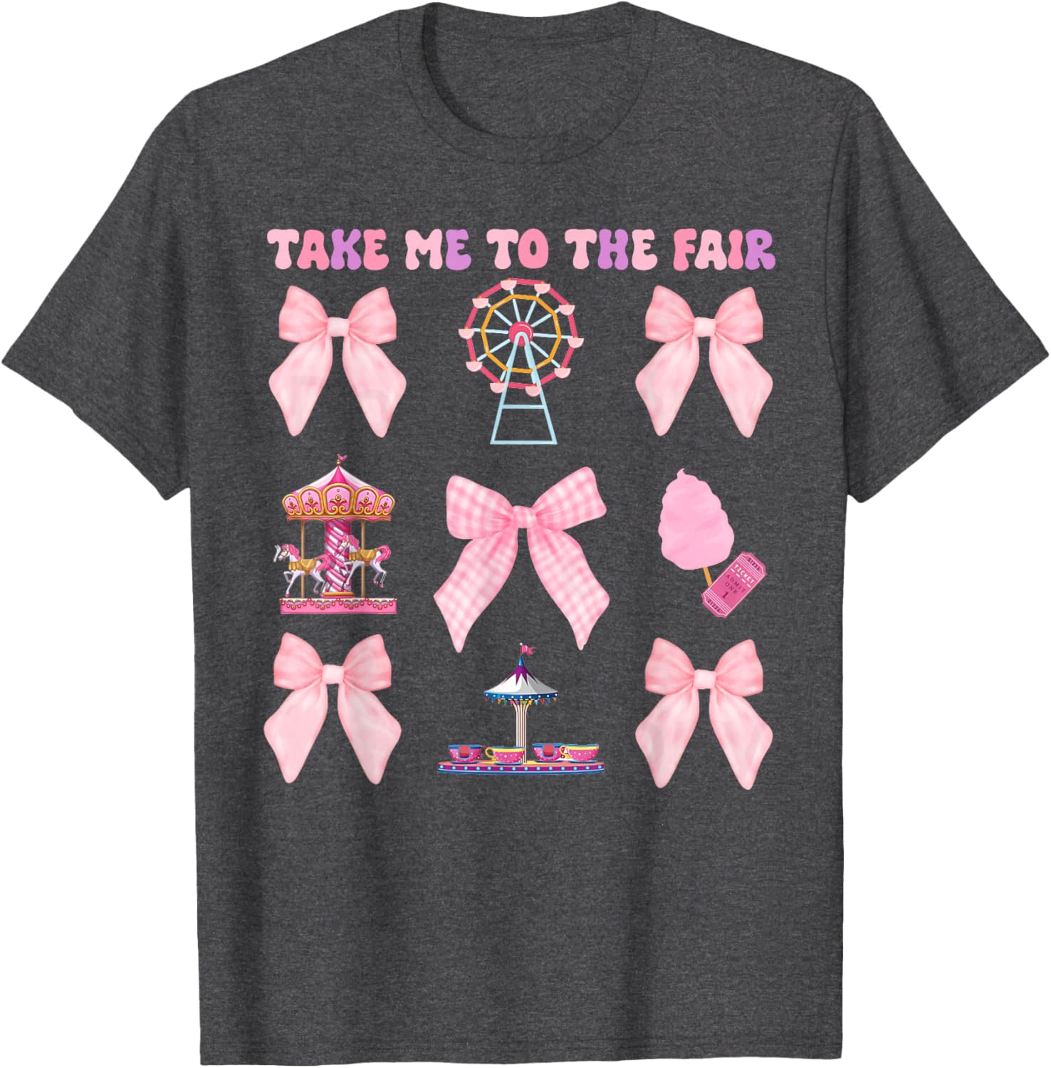 Take Me To The Fair Pink Bow Ferris Wheel T-Shirt for Stylish Fun - 13