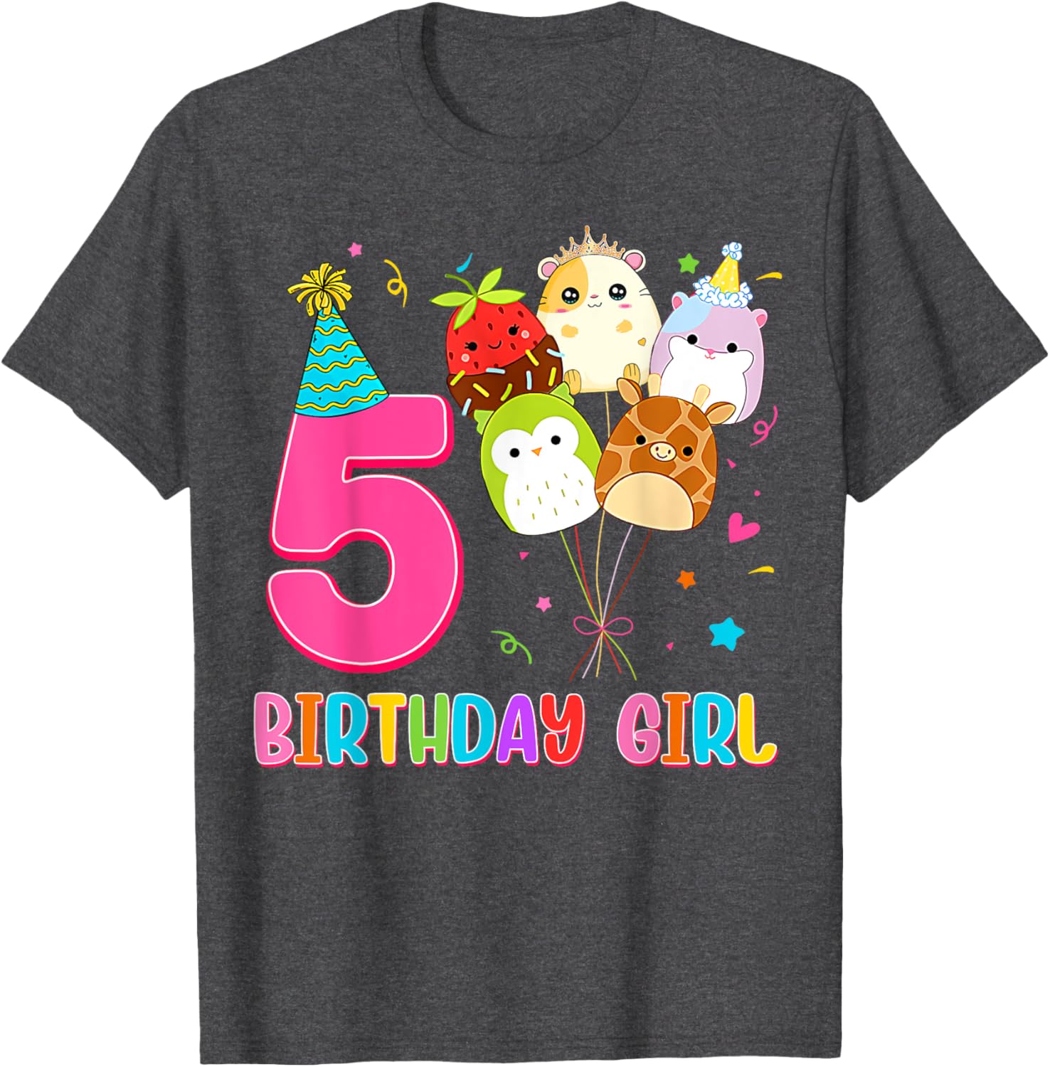 Cute Birthday Girl Squish Squad T-Shirt for 5 Year Old Girls - 26