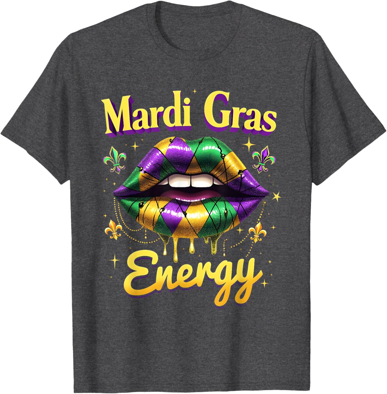 Mardi Gras Energy Carnival Lips T-Shirt New Orleans 2025 Costume Wear - 5