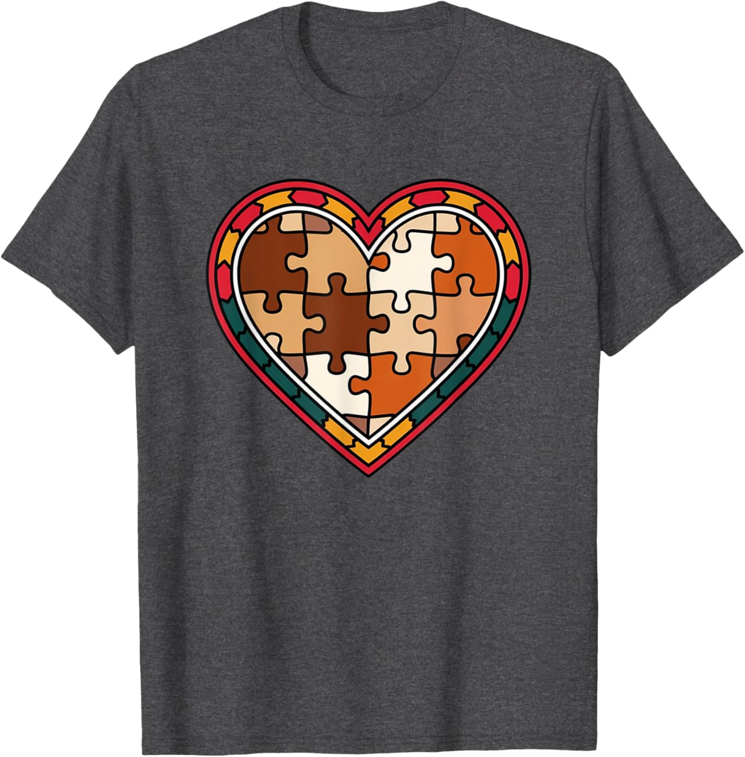 Melanin Heart Puzzle Black History Motivational Afro T-Shirt for All - 8