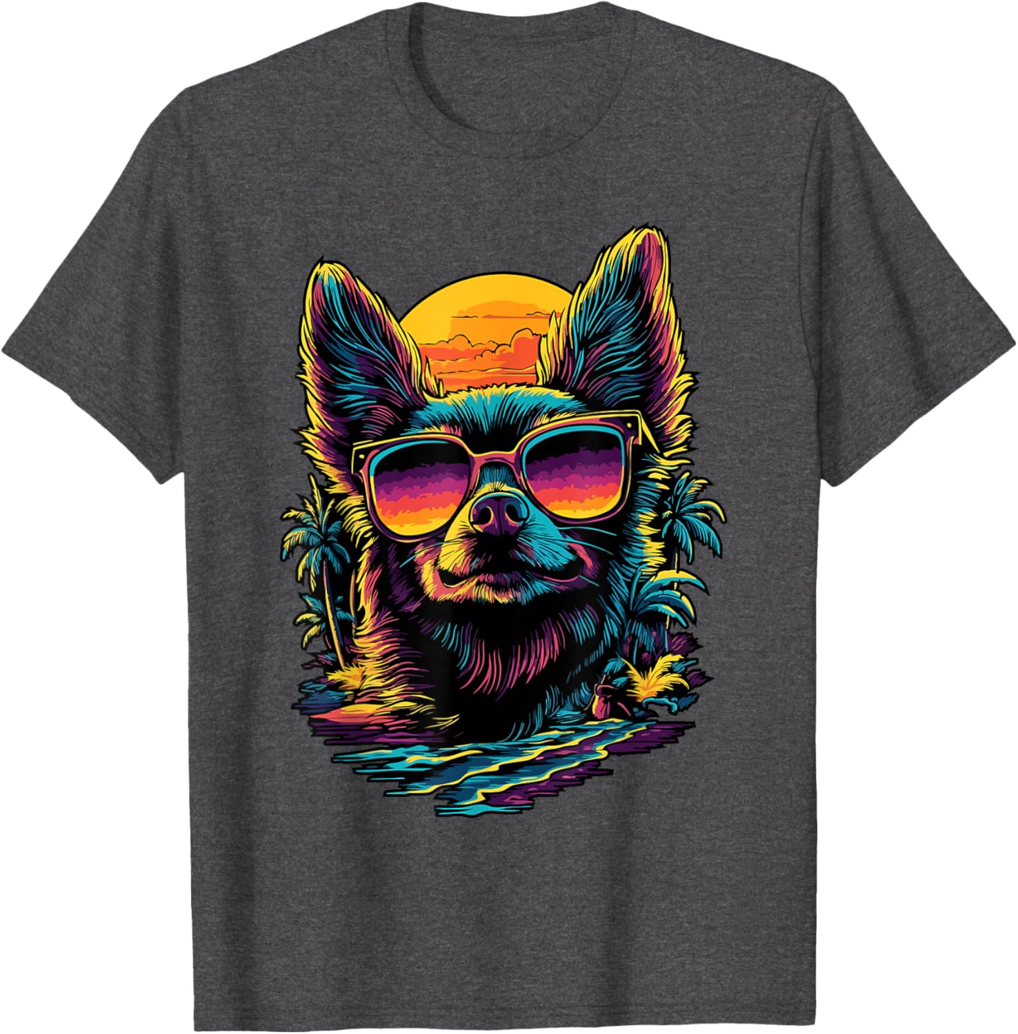 Vintage Sunset Chihuahua T-Shirt for Dog Lovers - Cute Pet Apparel - 22