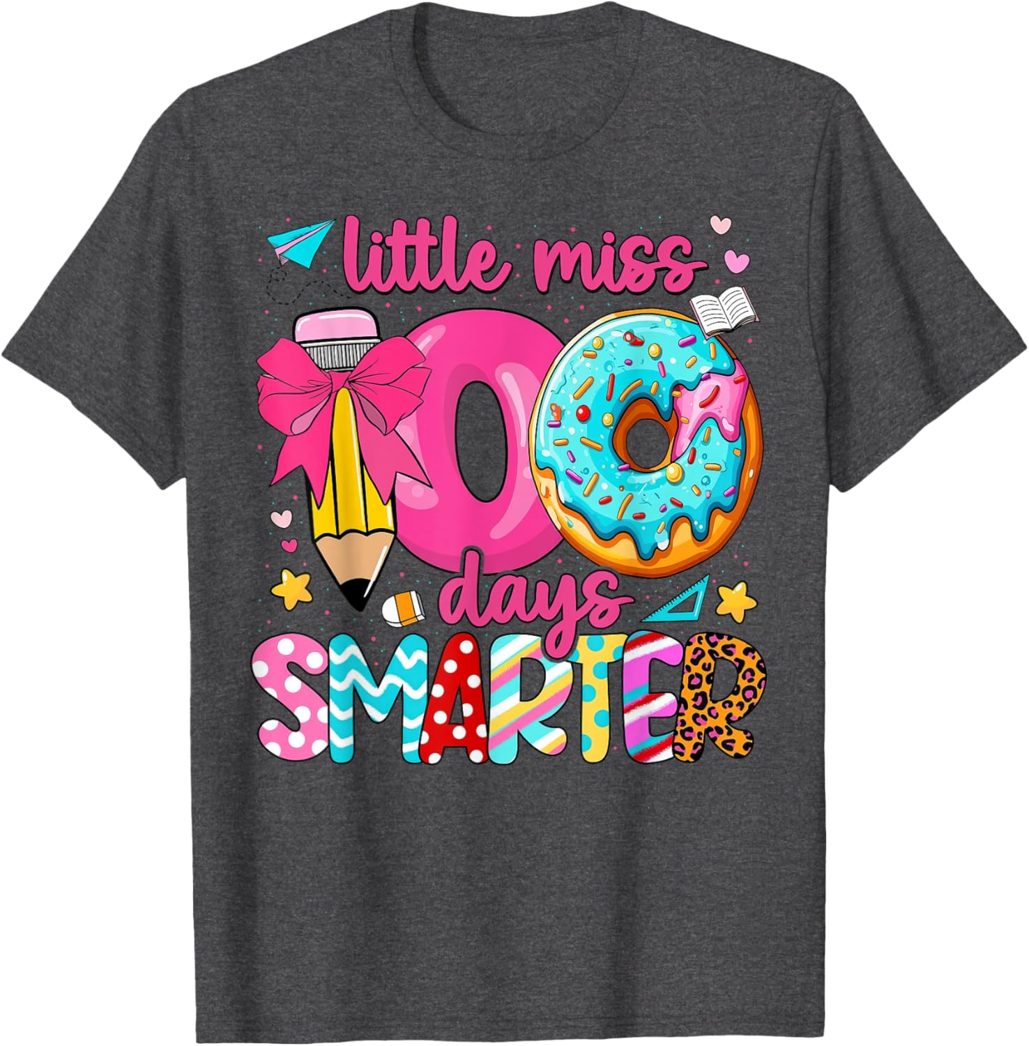 Little Miss 100 Days Smarter Girls T-Shirt for 100th Day of School - 17