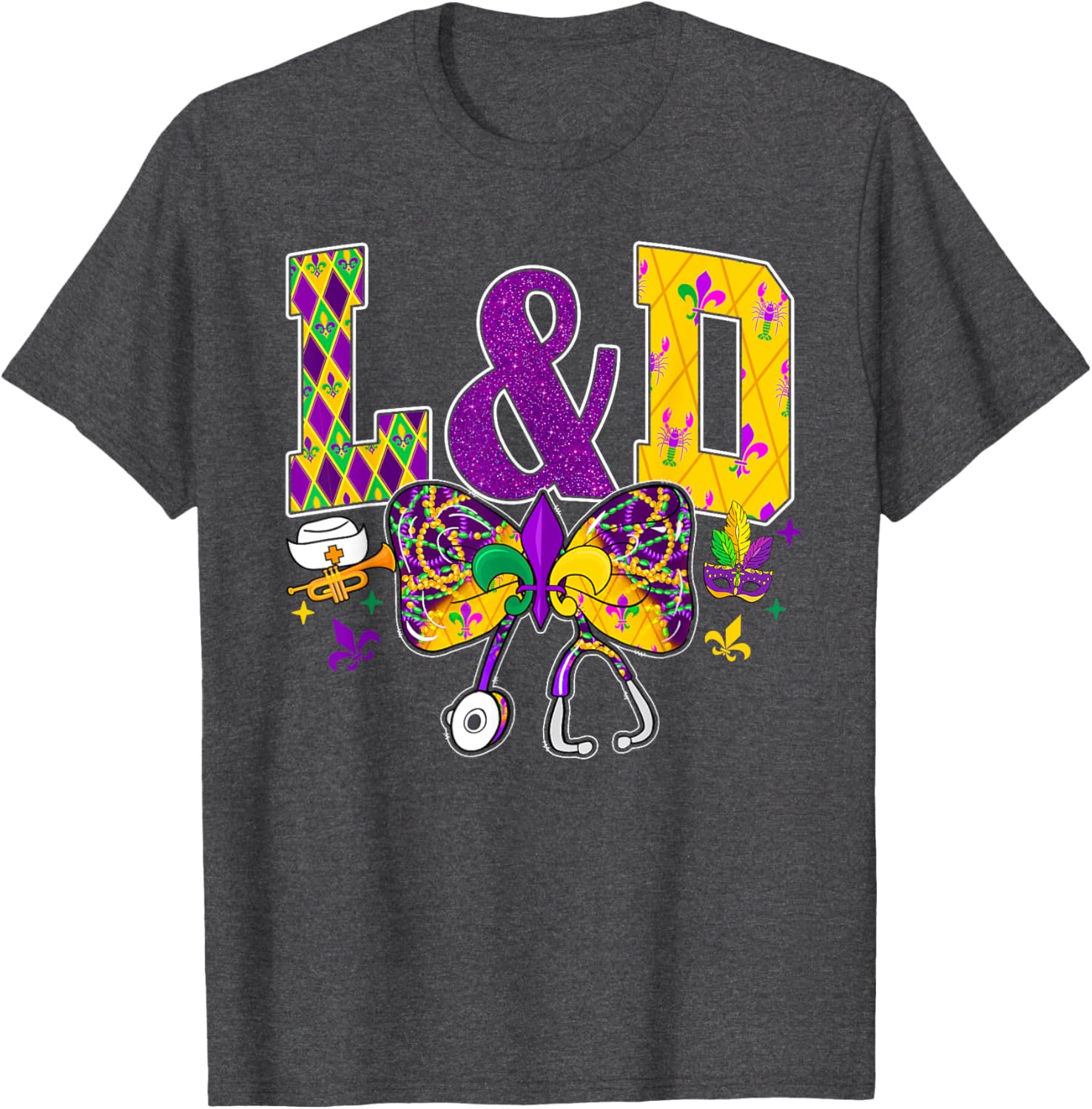 Funny Mardi Gras Coquette Bow T-Shirt for Men and Women Carnival Fun - 16