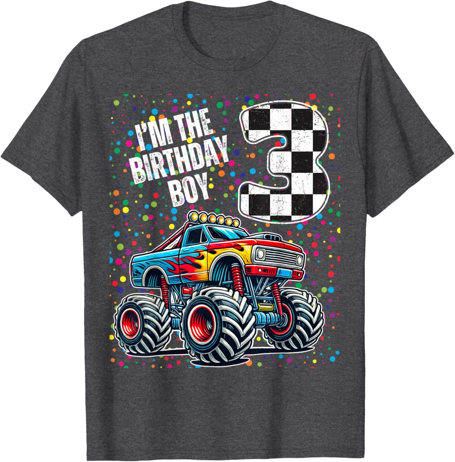 3rd Birthday Monster Truck Shirt for Boys Fun Family Celebration Tee - 1
