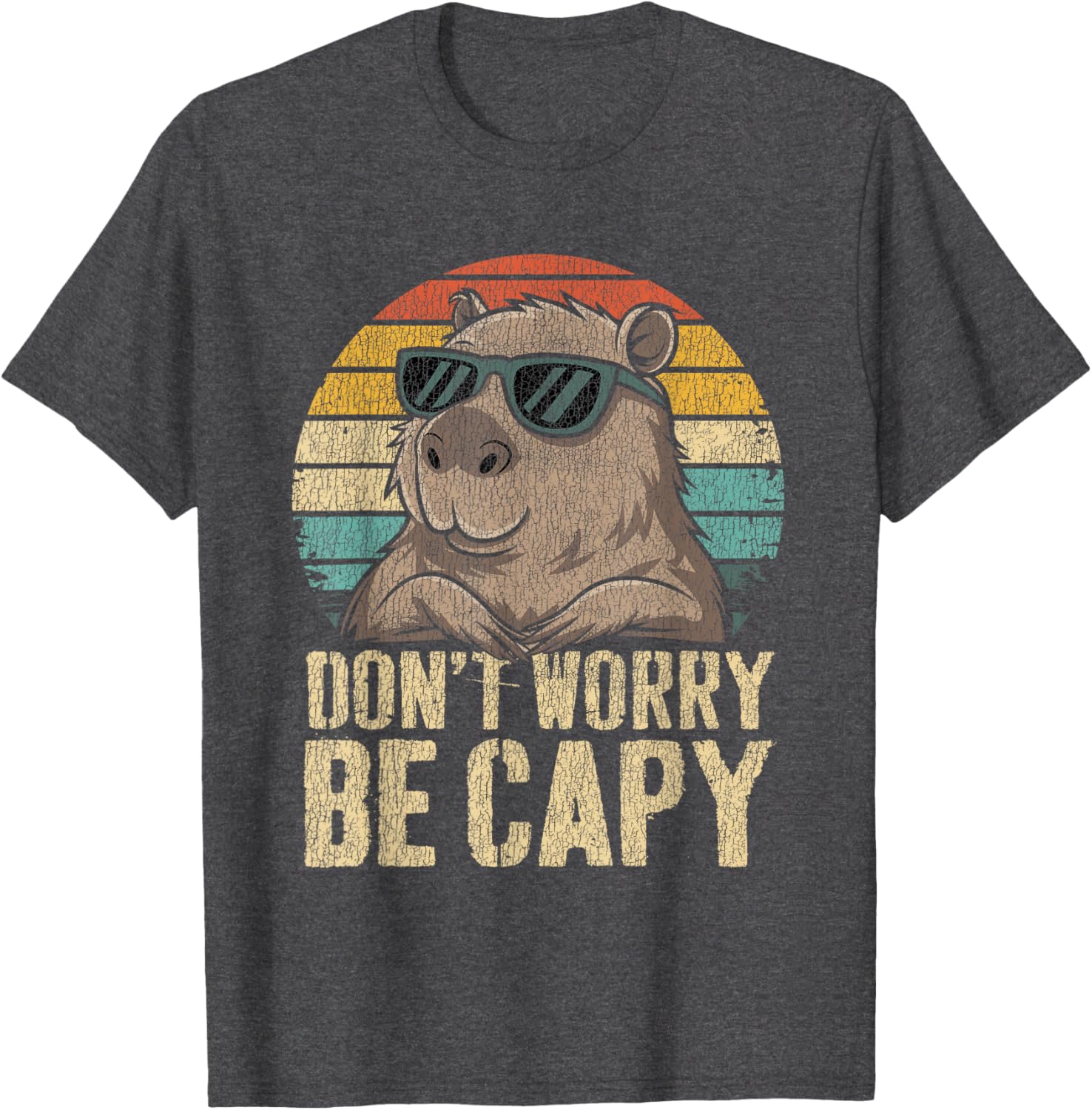 Dont Worry Be Capy Capybara Funny Retro T-Shirt for All Ages - 6