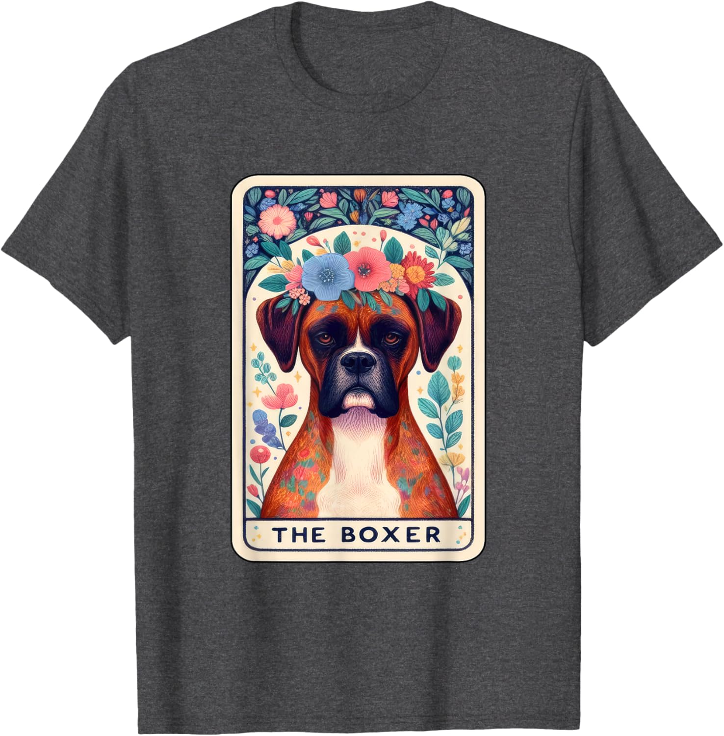 Boxer Dog Tarot Floral Star Moon T-Shirt for Men Women Kids - 5