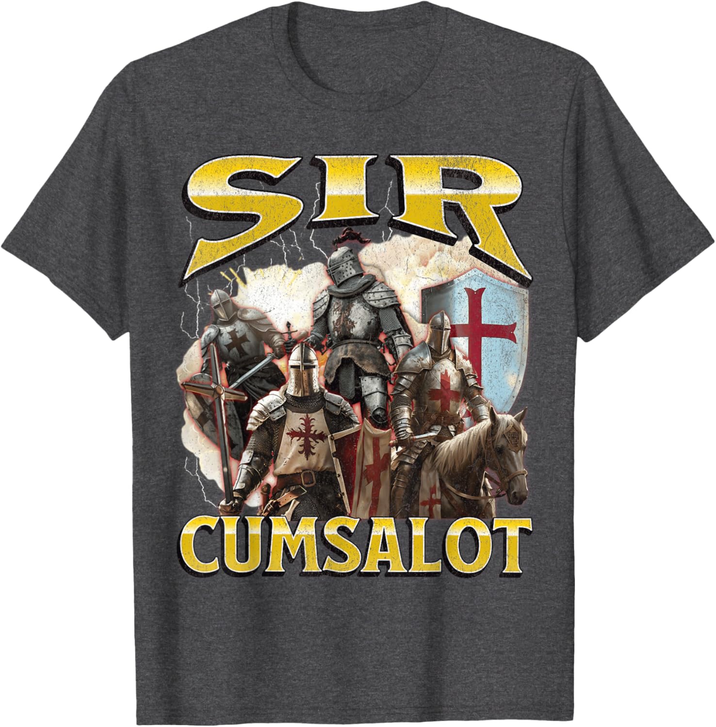 Sir Cumsalot Funny Offensive Knight Meme Graphic T-Shirt for Adults - 2