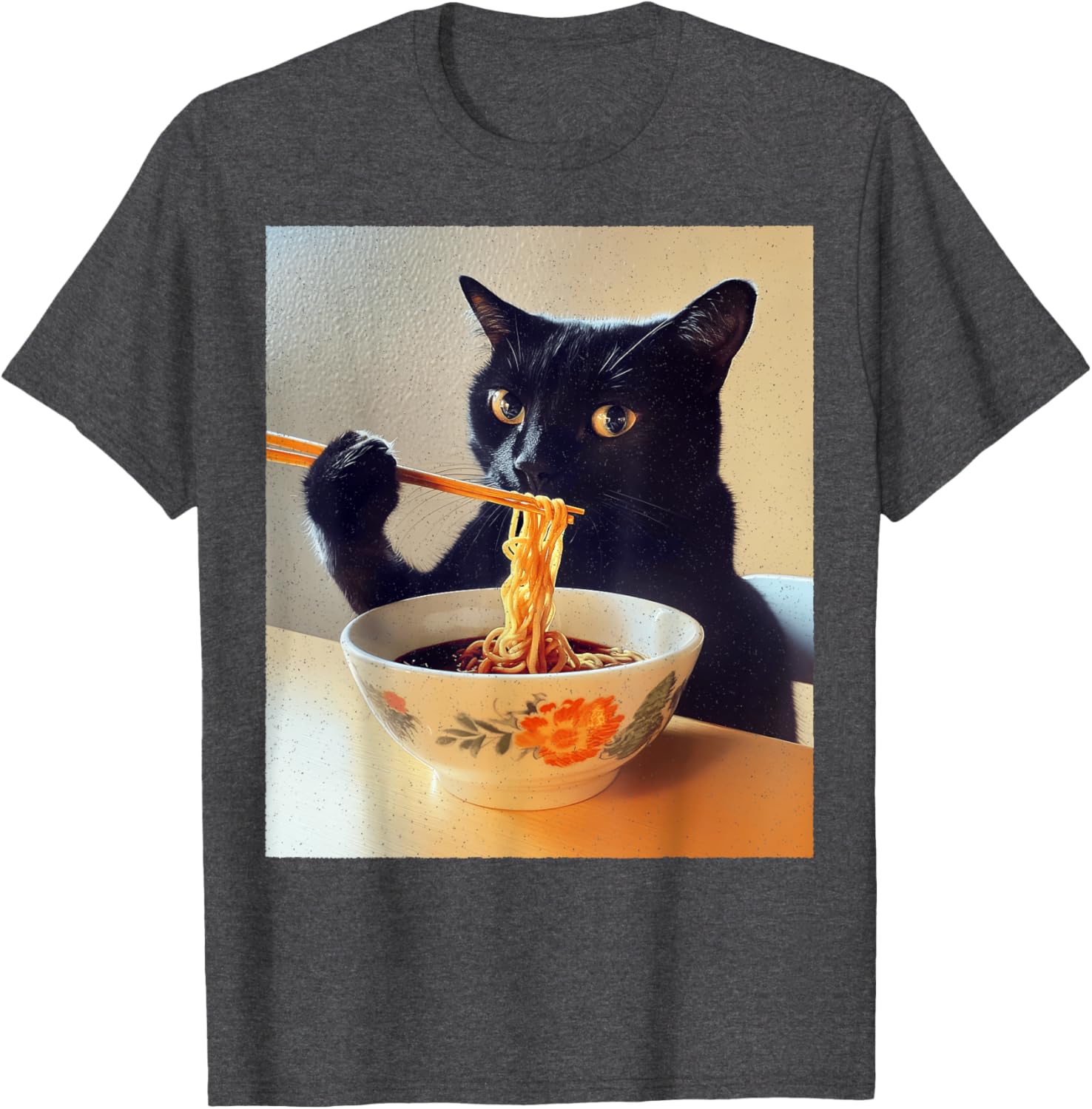 Funny Black Cat Ramen Lover T-Shirt for Noodle Enthusiasts - 21