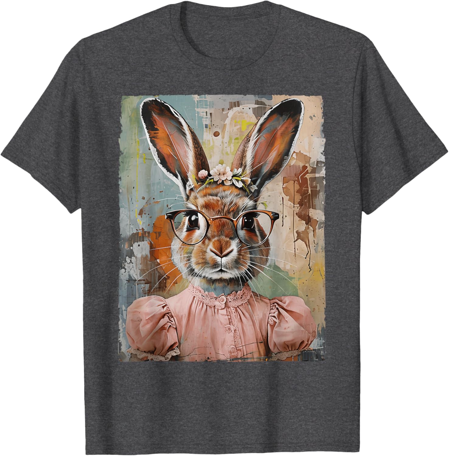 Happy Easter Bunny Rabbit Flower Graphic T-Shirt for Women and Girls - 9