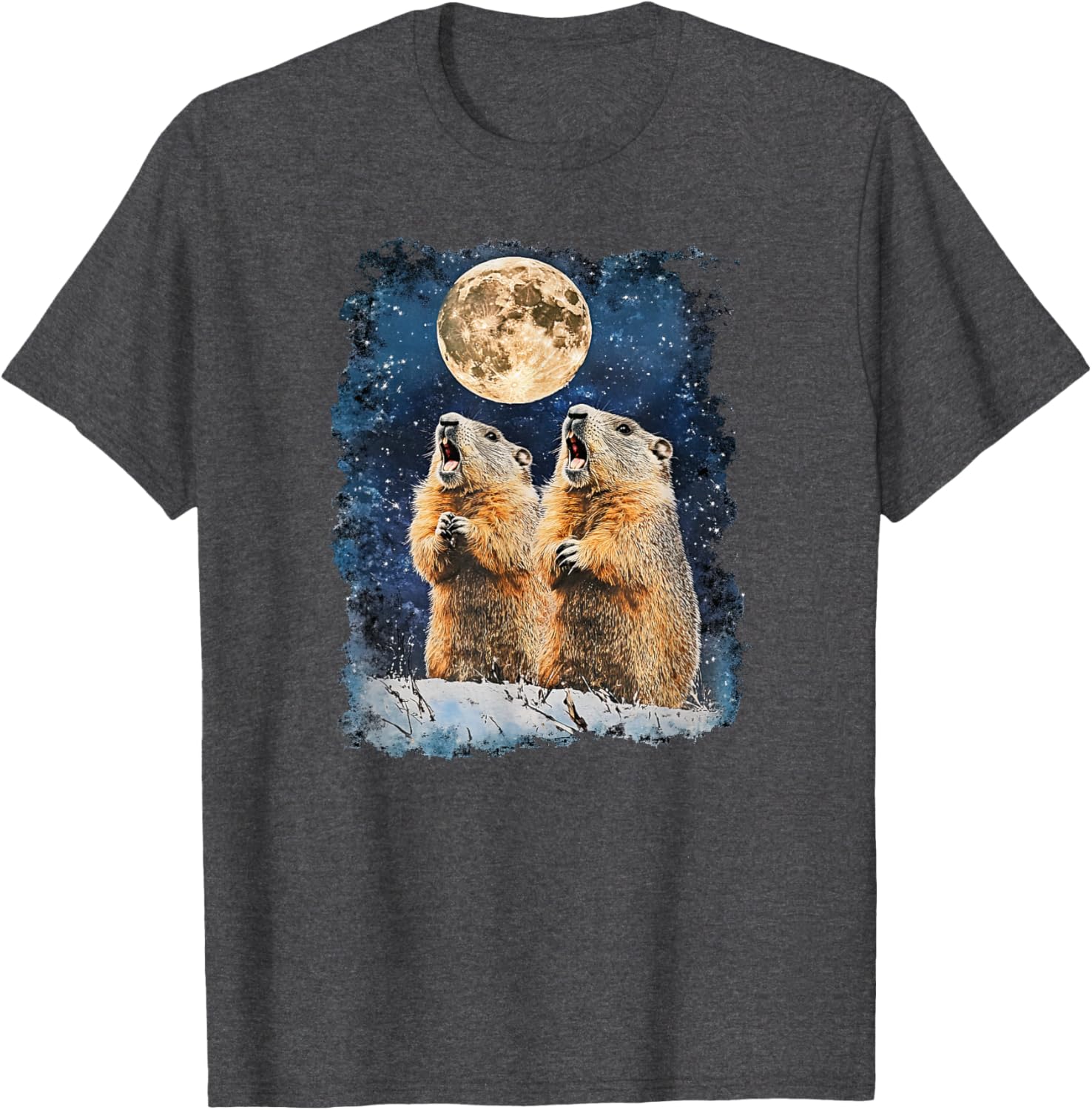 Funny Groundhog Howling at the Moon T-Shirt for Groundhog Day Celebration - 3