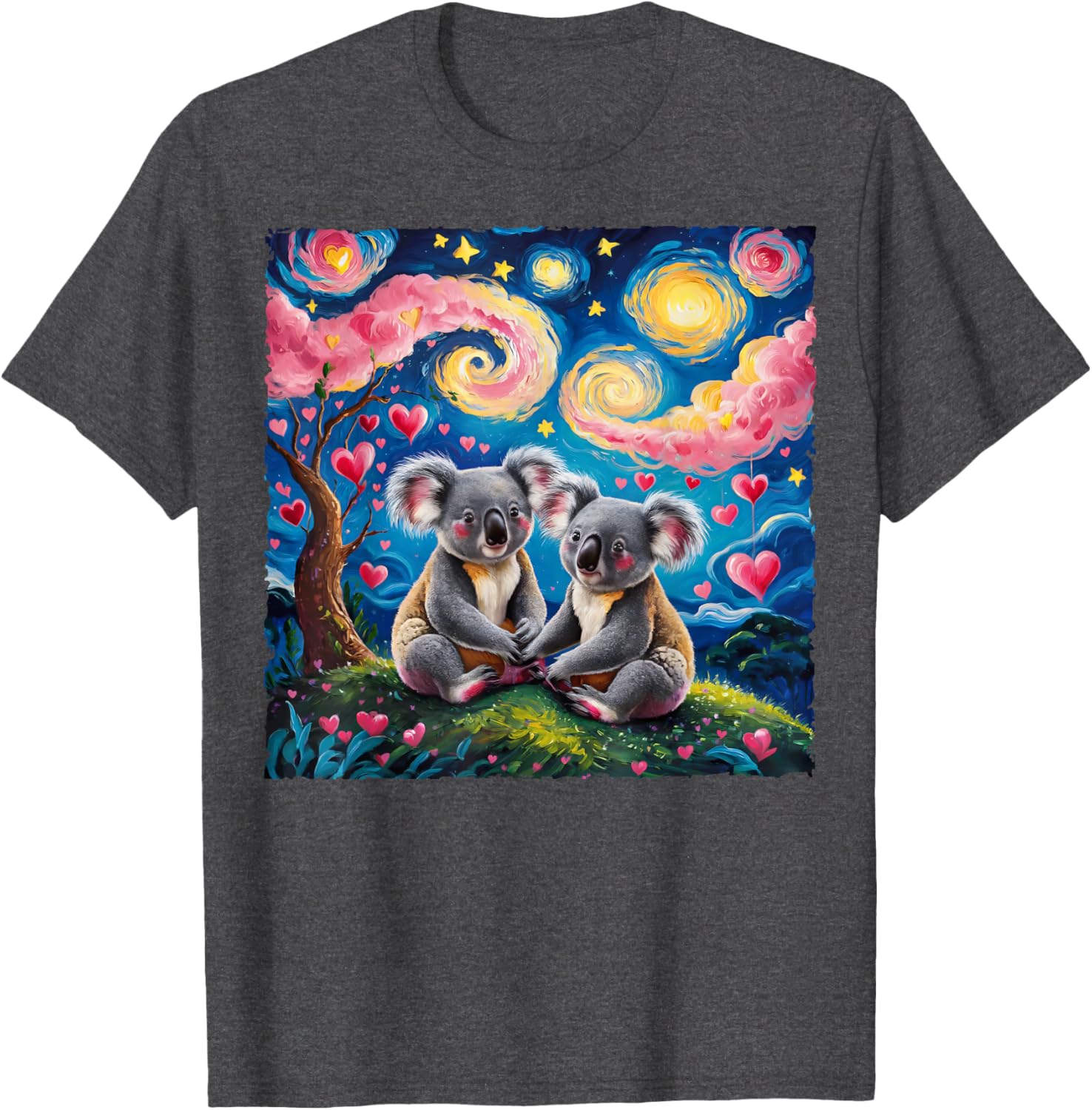 Koala Bear Van Gogh Starry Night T-Shirt for Romantic Couples - 21