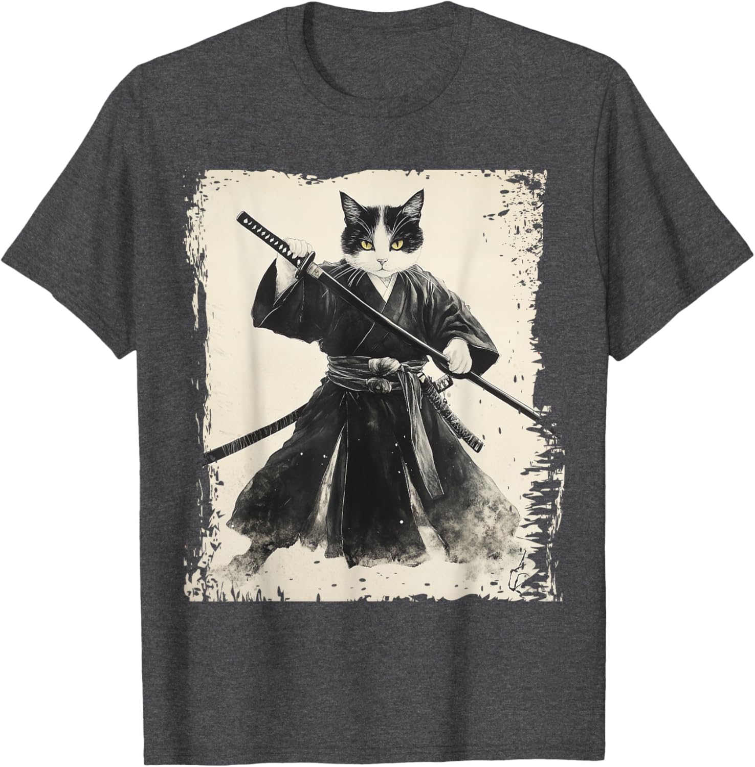Samurai Cat Ukiyo-e Vintage Art Warrior Graphic T-Shirt for Cat Lovers - 4
