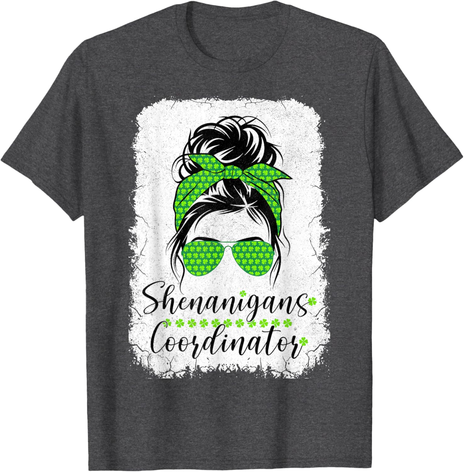 Shenanigans Coordinator Messy Bun St Patricks Day T-Shirt for Women - 3