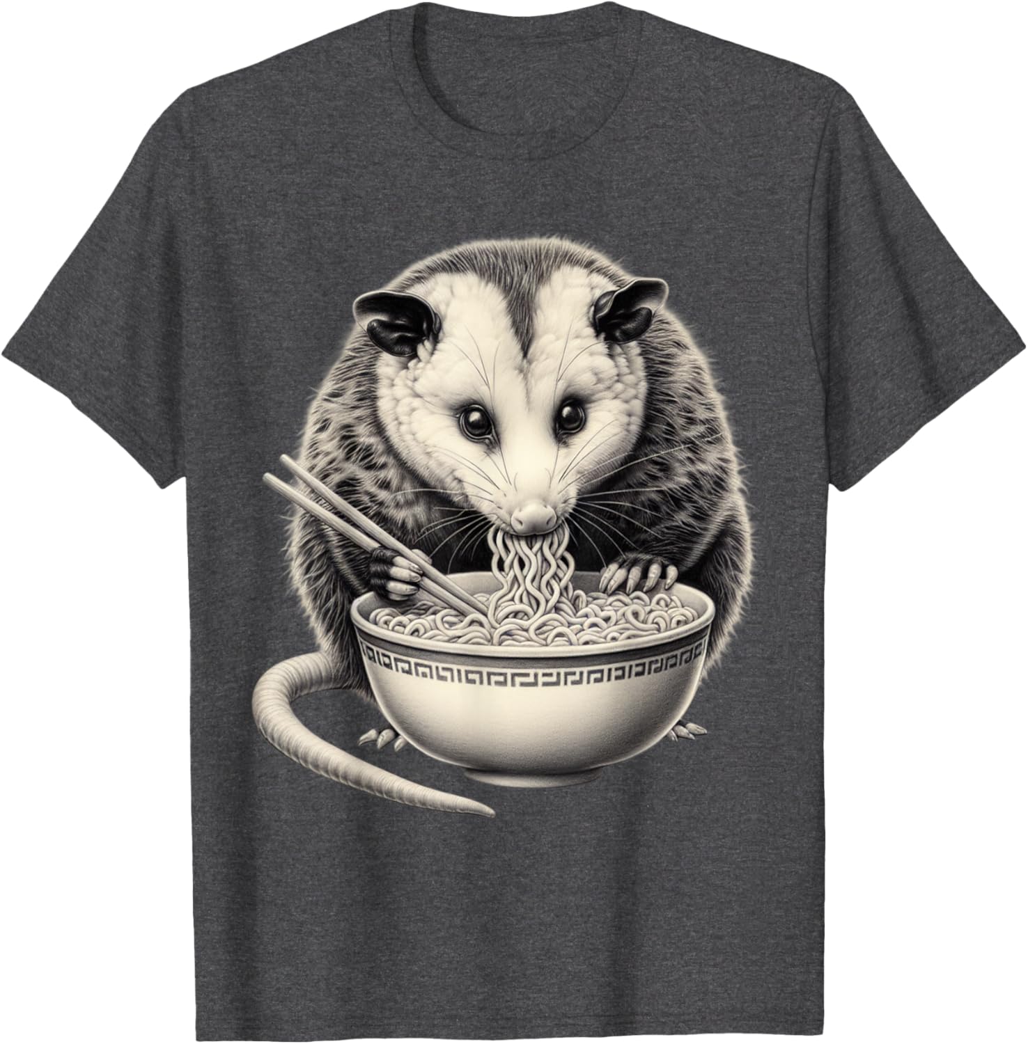 Opossum Eating Ramen Bowl T-Shirt Perfect for Food Lovers and Animal Fans - 2
