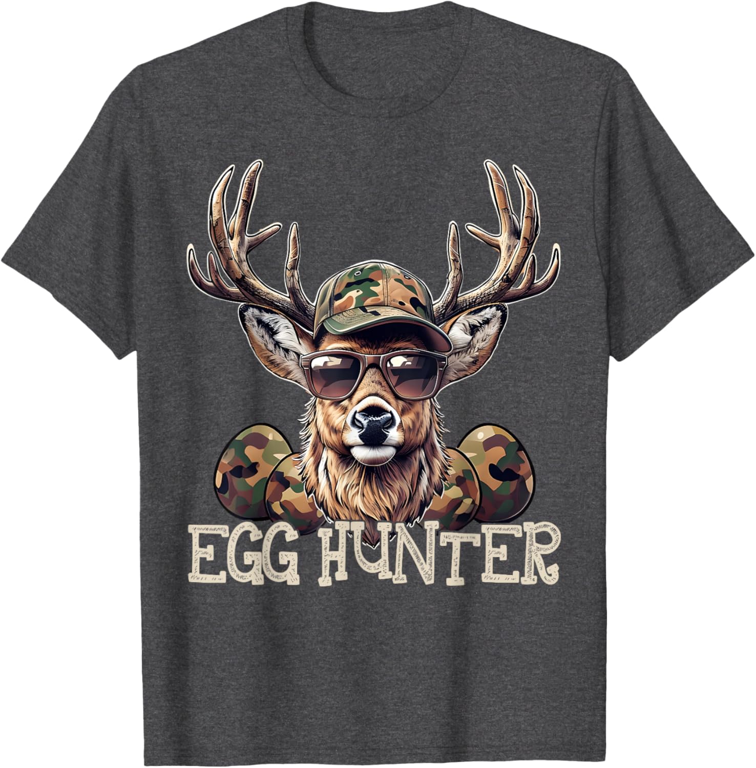Egg Hunter Deer Camo Cap Boys T-Shirt Perfect for Easter and Hunting - 3